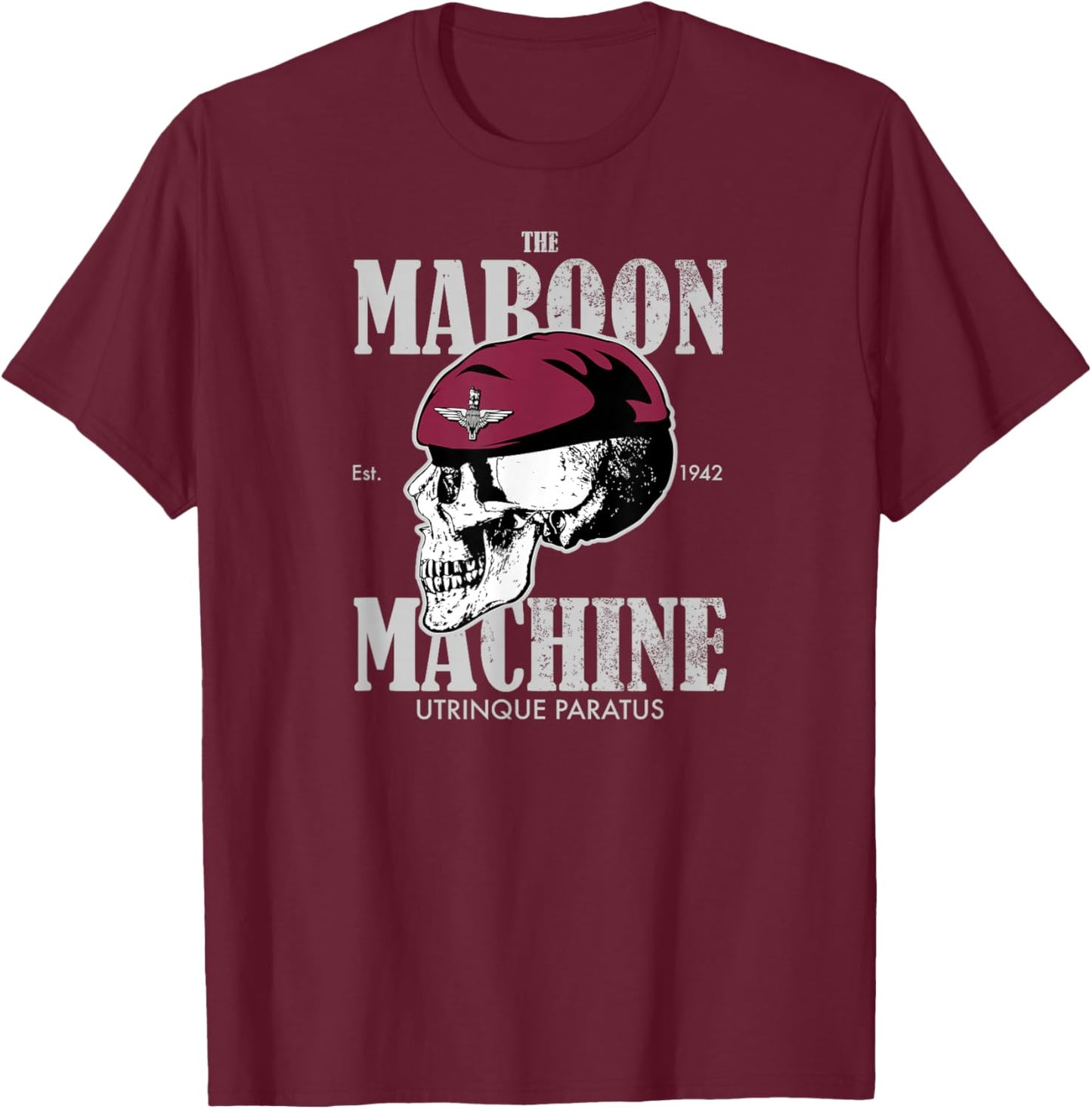 The Maroon Machine - Parachute Regiment (distressed) T-Shirt - T-Shirt | Maroon