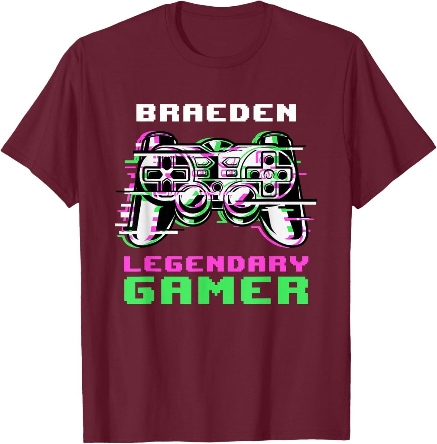 Braeden - Legendary Gamer - Personalized T-Shirt - T-Shirt | Maroon