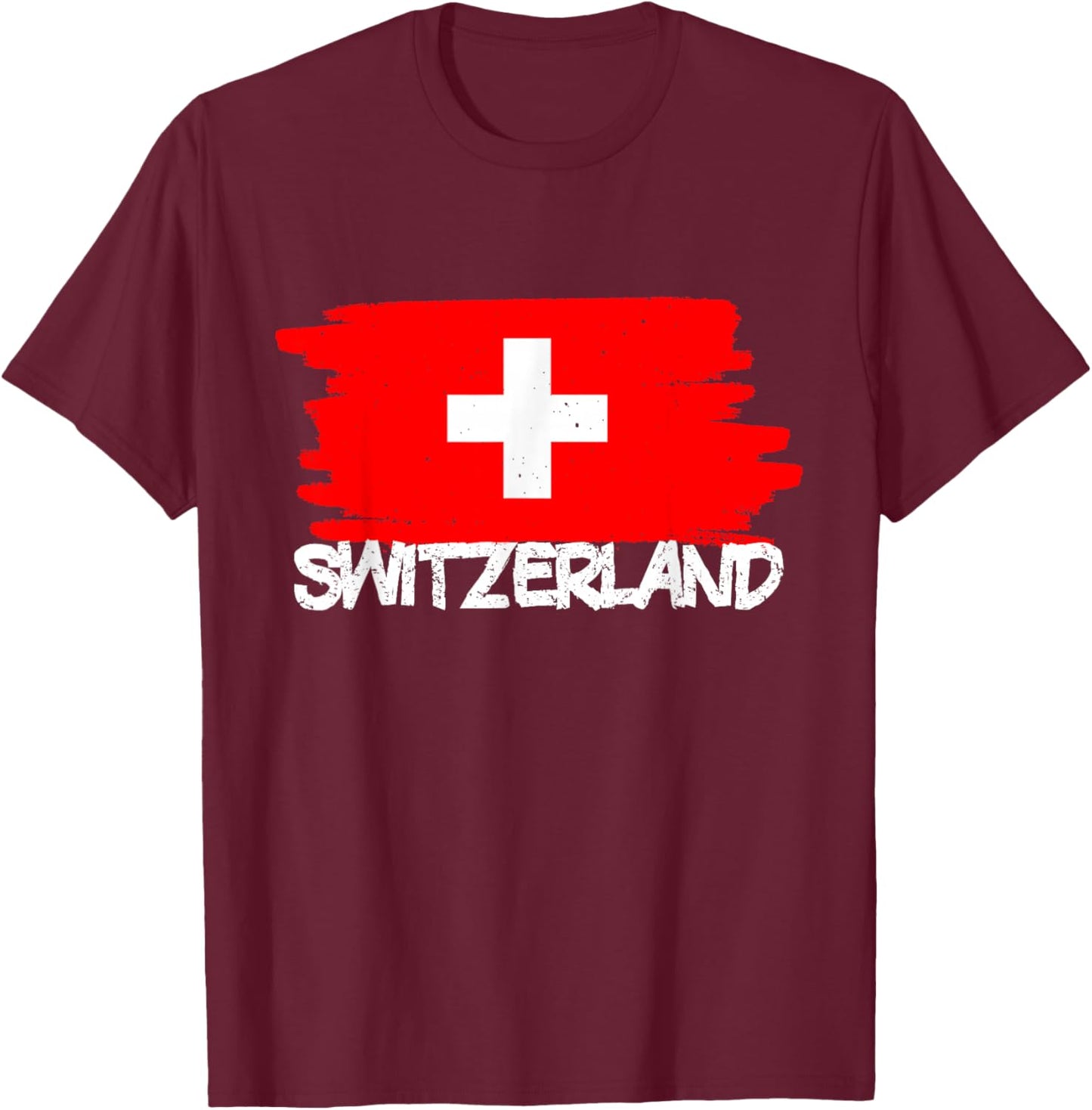 Cool Switzerland Flag T-Shirt - T-Shirt | Maroon