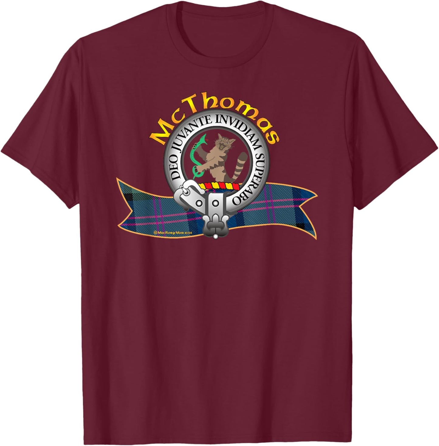 McThomas Clan Tartan Crest Motto T-Shirt - T-Shirt | Maroon