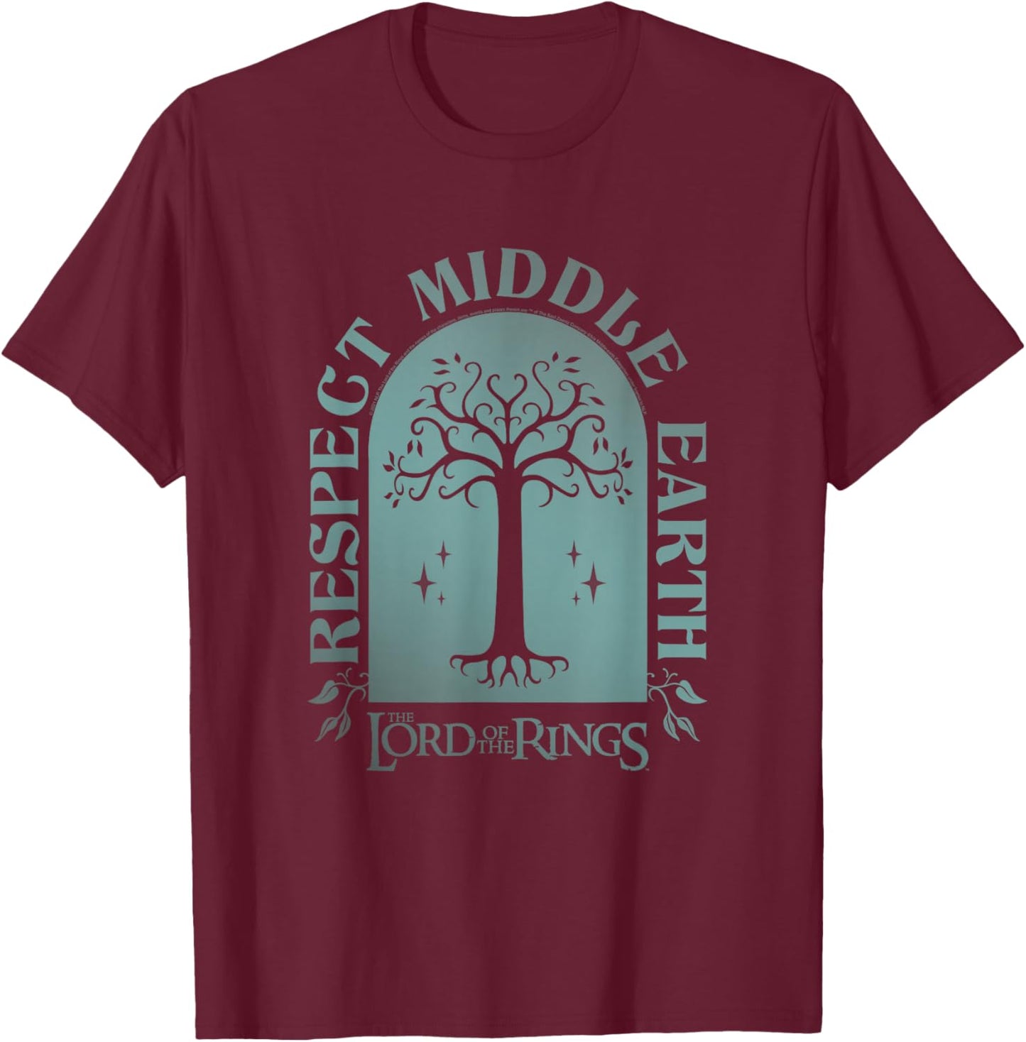 The Lord of the Rings Respect Middle Earth Tree Fantasy T-Shirt - T-Shirt | Maroon