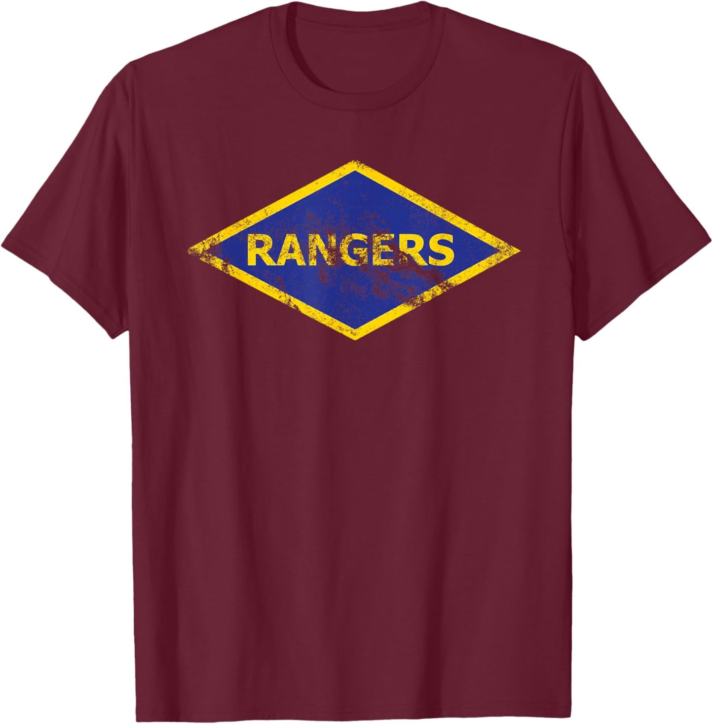 Army Ranger WW2 Diamond Vintage Distressed Look T-Shirt - T-Shirt | Maroon