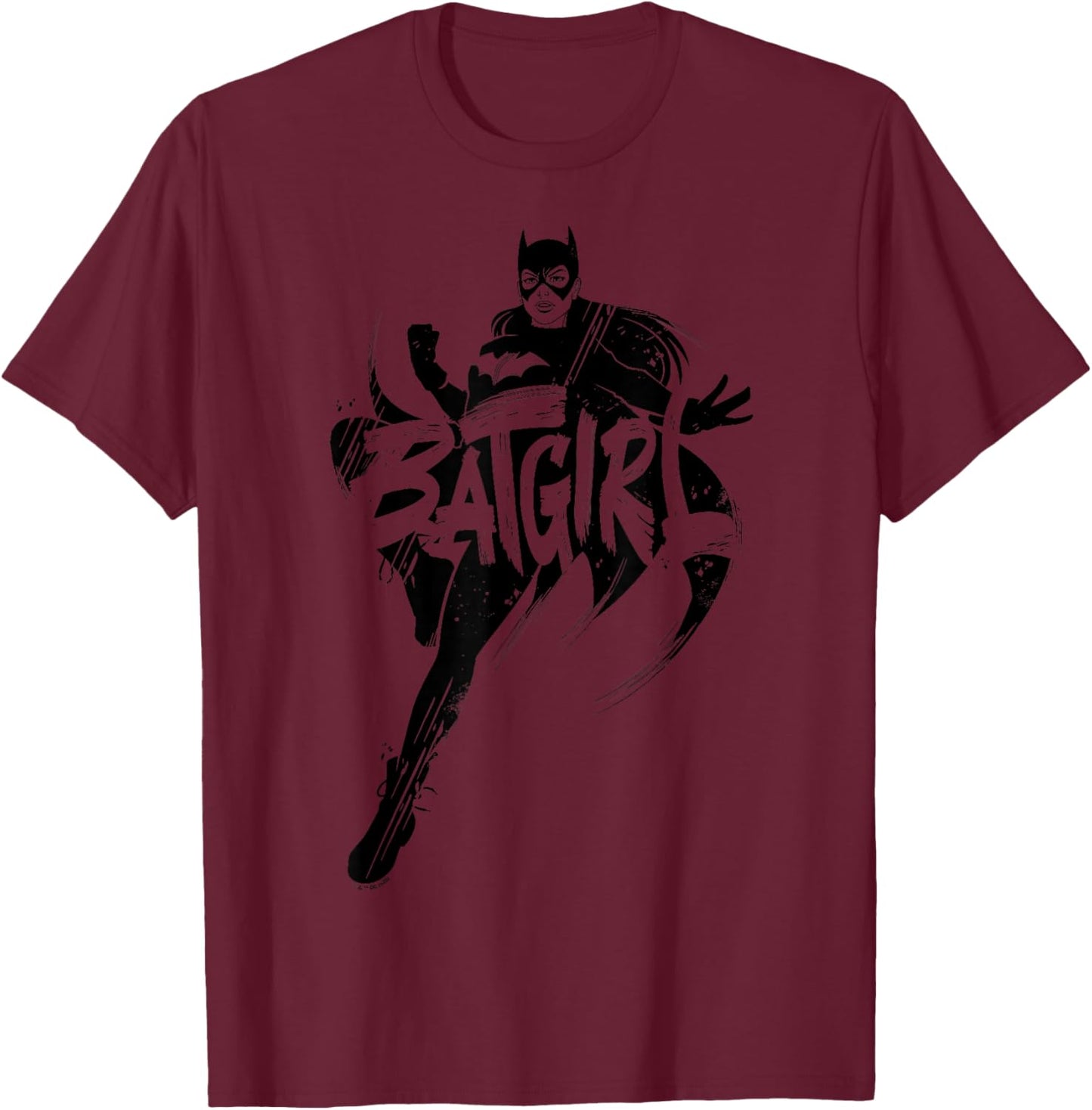 DC Comics Batman Batgirl Text Silhouette T-Shirt - T-Shirt | Maroon