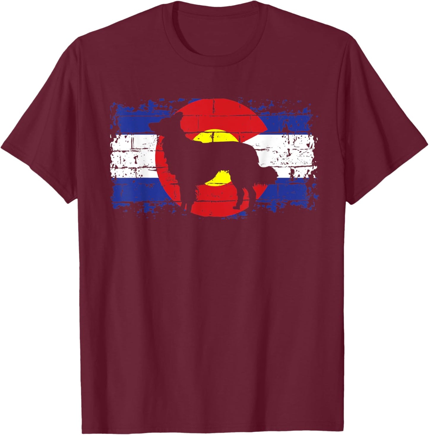 Colorado Flag Border Collie Dog Collie Lover Pet Owner Cool T-Shirt - T-Shirt | Maroon