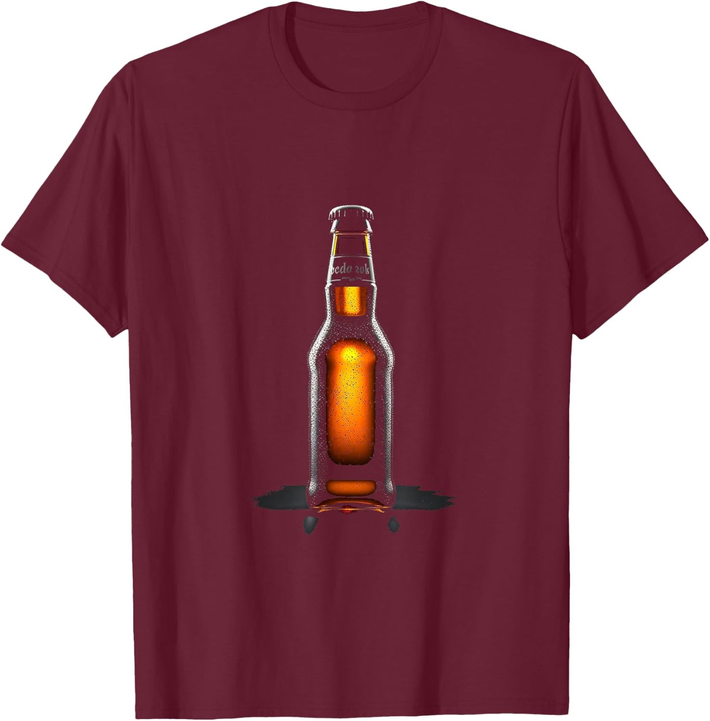 Ocdo Zok Photorealistic IPA Beer Bottle T-Shirt - T-Shirt | Maroon
