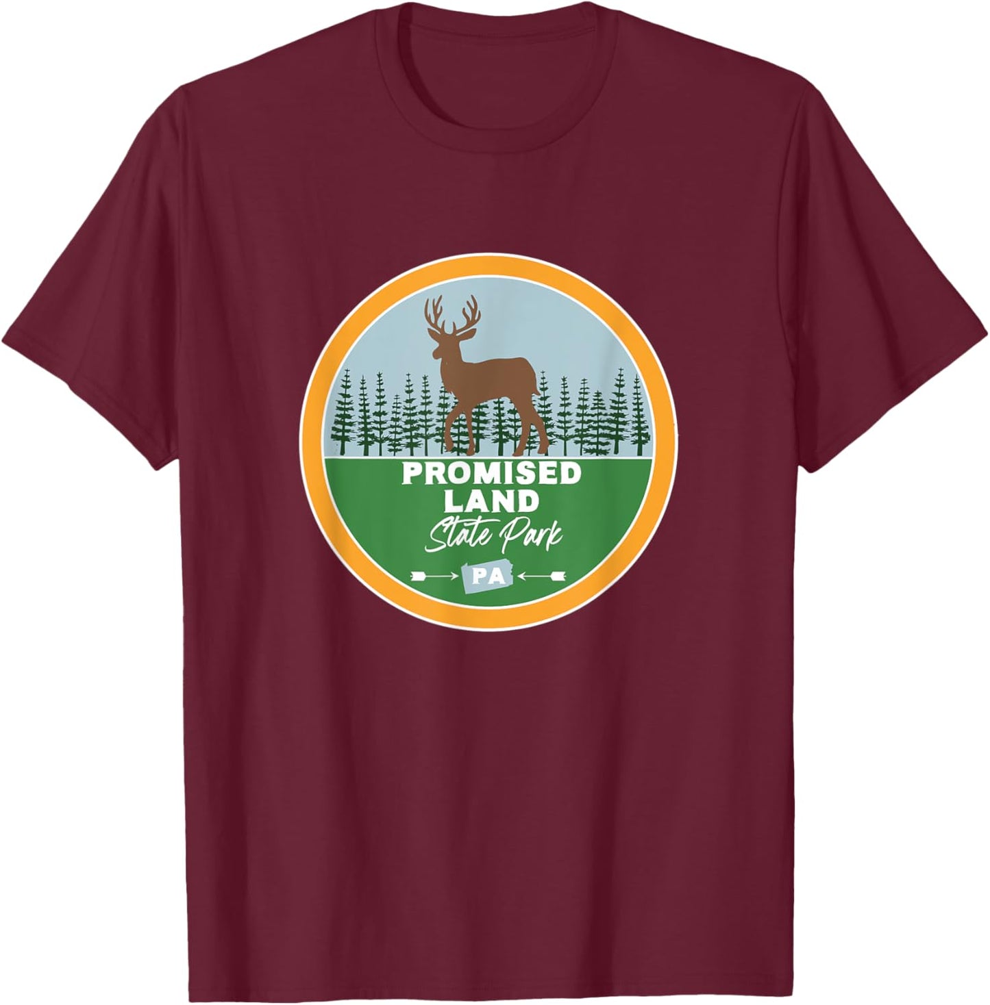 Promised Land State Park Pennsylvania PA Outdoors Deer T-Shirt - T-Shirt | Maroon
