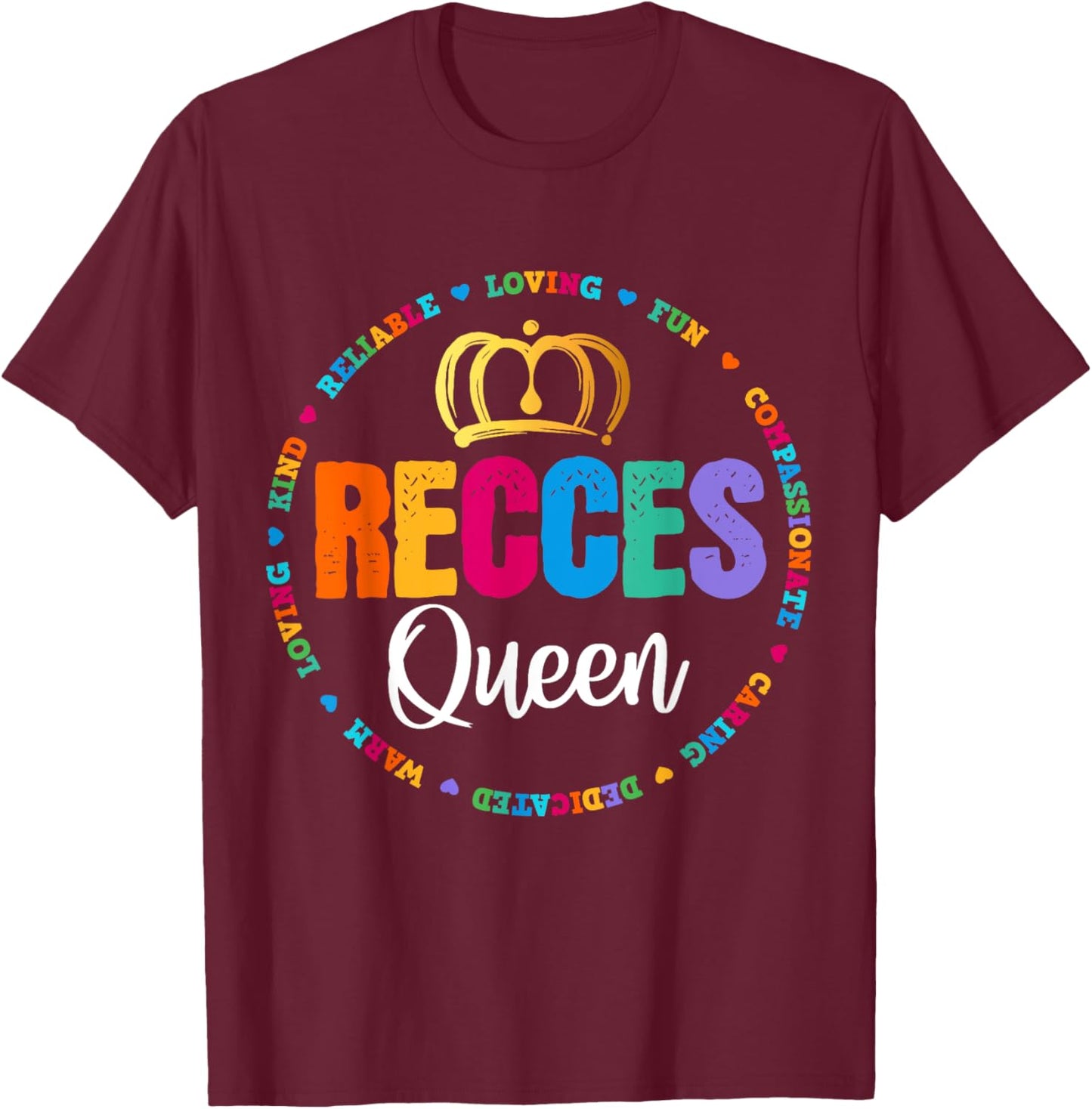 Funny Recess Queen Crew School Teachers Students Monitor T-Shirt - T-Shirt | Maroon