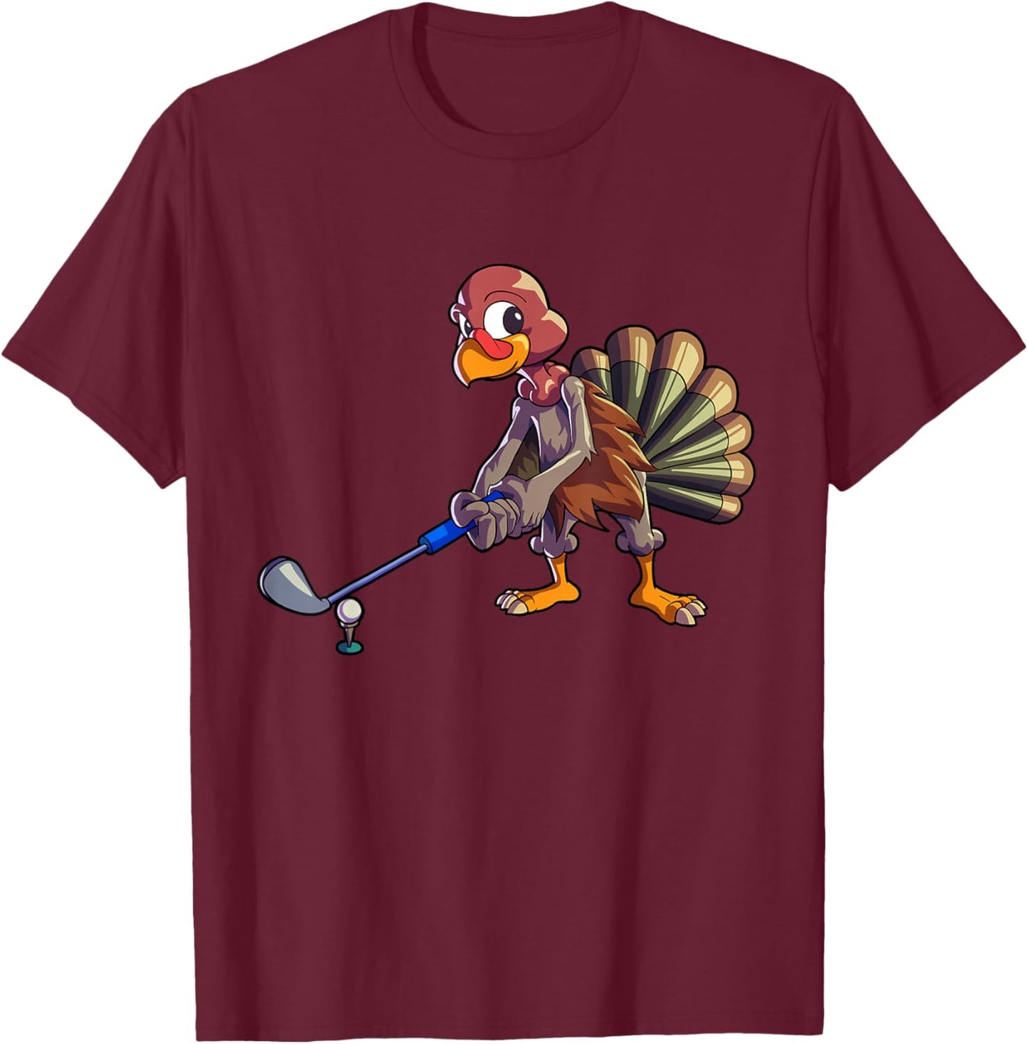 Golf Club Thanksgiving Shirt Men Kids Boys Golfing Turkey T-Shirt - T-Shirt | Maroon