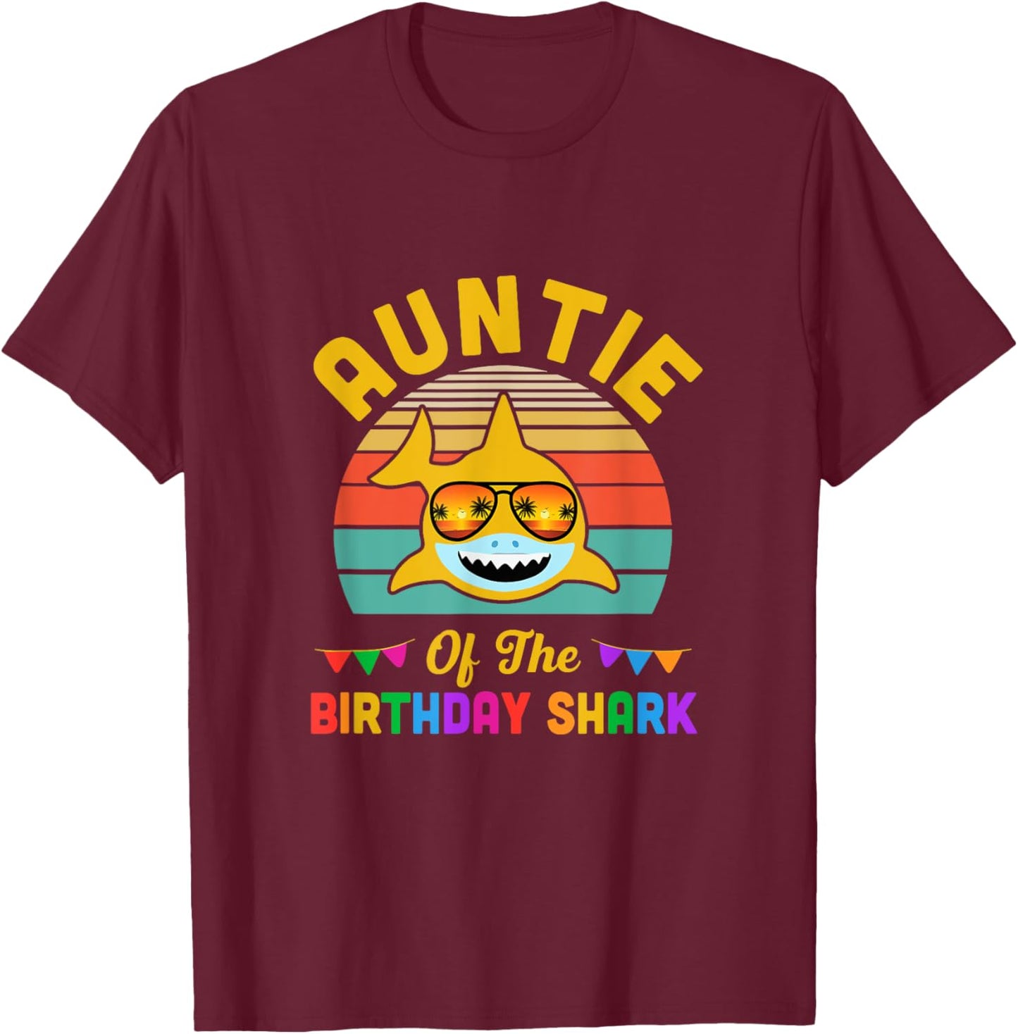 Auntie Of The Shark Birthday Auntie Matching Family T-Shirt - T-Shirt | Maroon