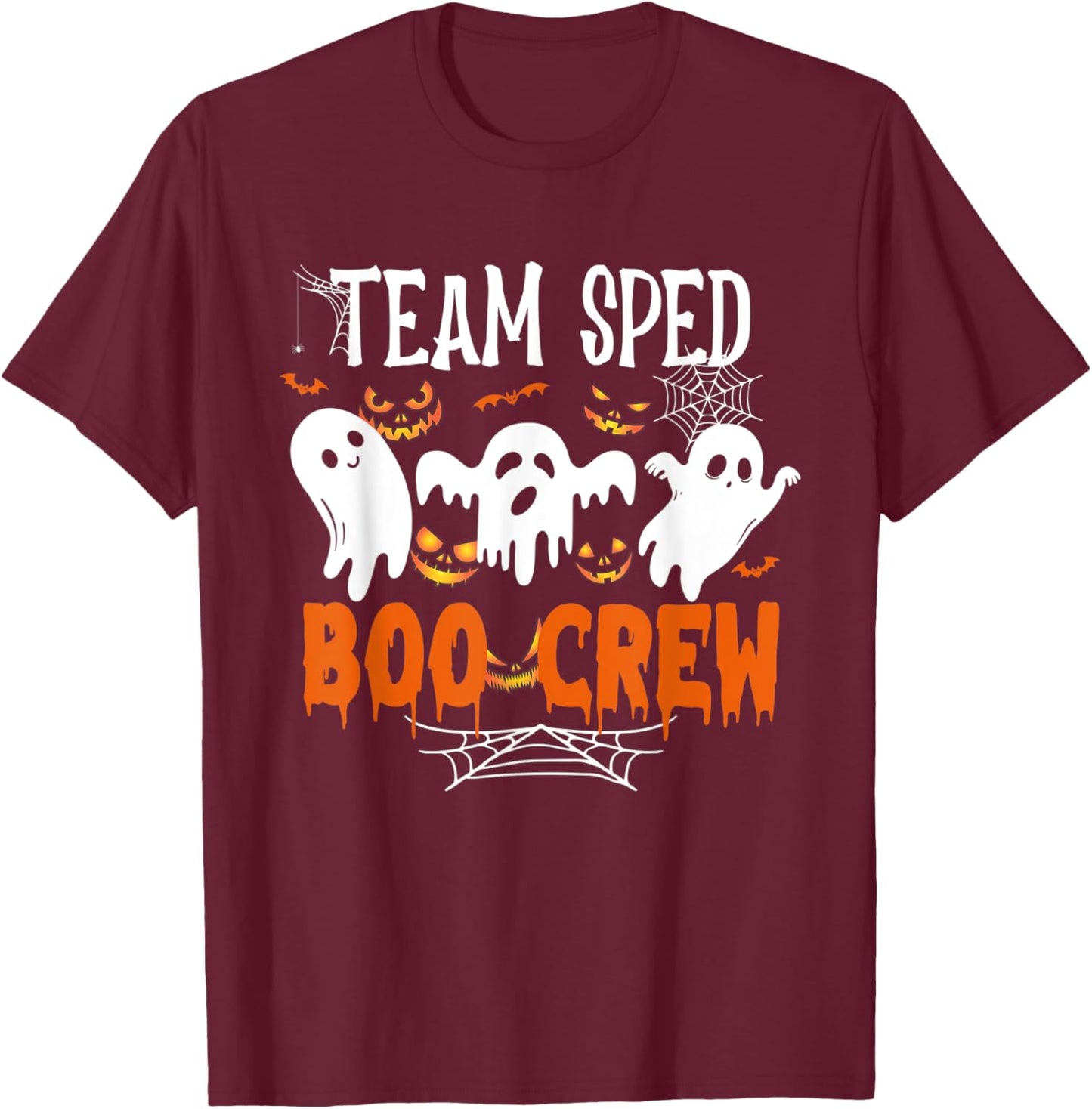 Team Sped Boo Crew Halloween Ghost Sped Teacher Halloween Women T-Shirt - T-Shirt | Maroon