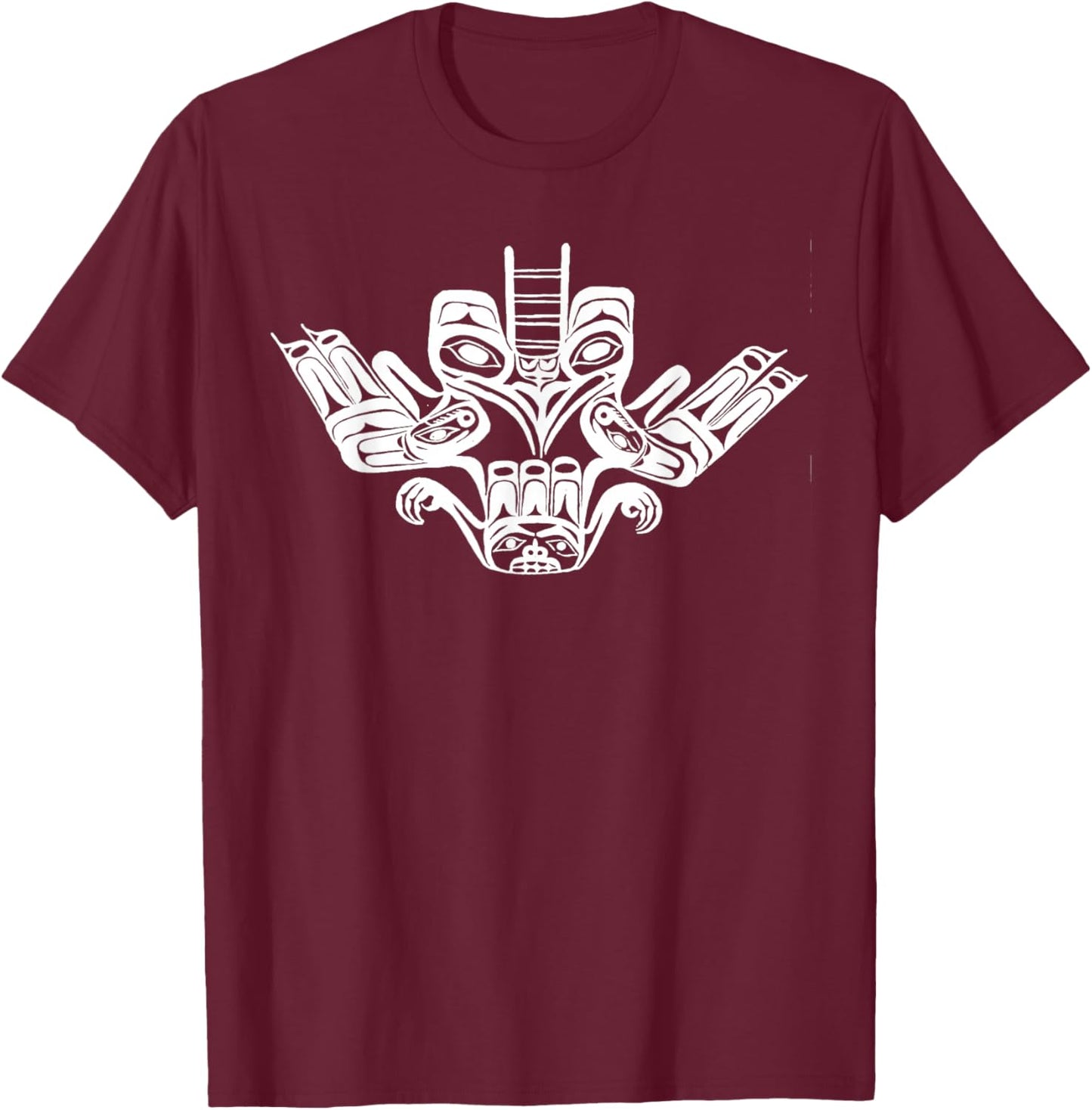 Thunderbird Northwest Tribal Native American Indian Art T-Shirt - T-Shirt | Maroon