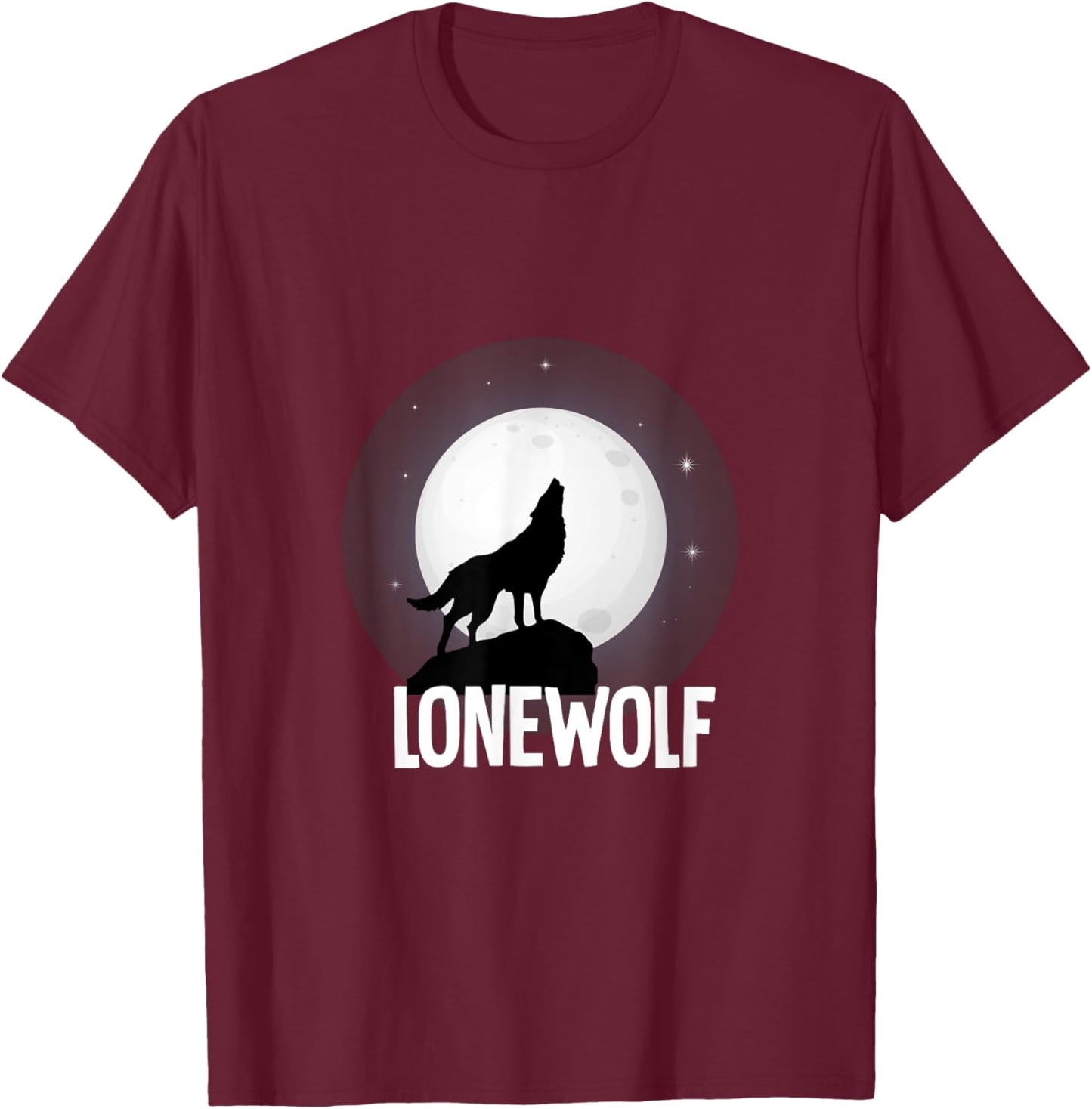 Lone Wolf Howling at The Moon Animal Wildlife Wild Howl T-Shirt - T-Shirt | Maroon