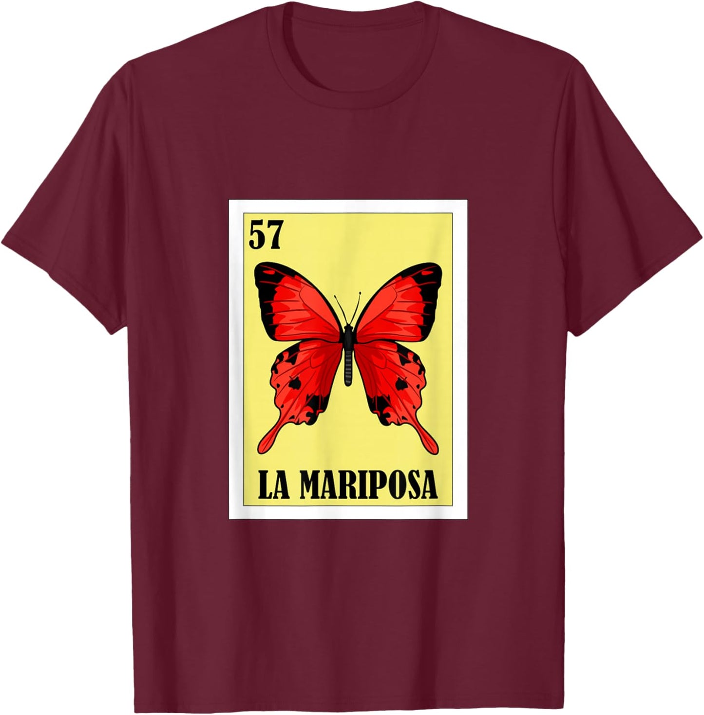Funny Butterfly Mexican Design - La Mariposa T-Shirt - T-Shirt | Maroon