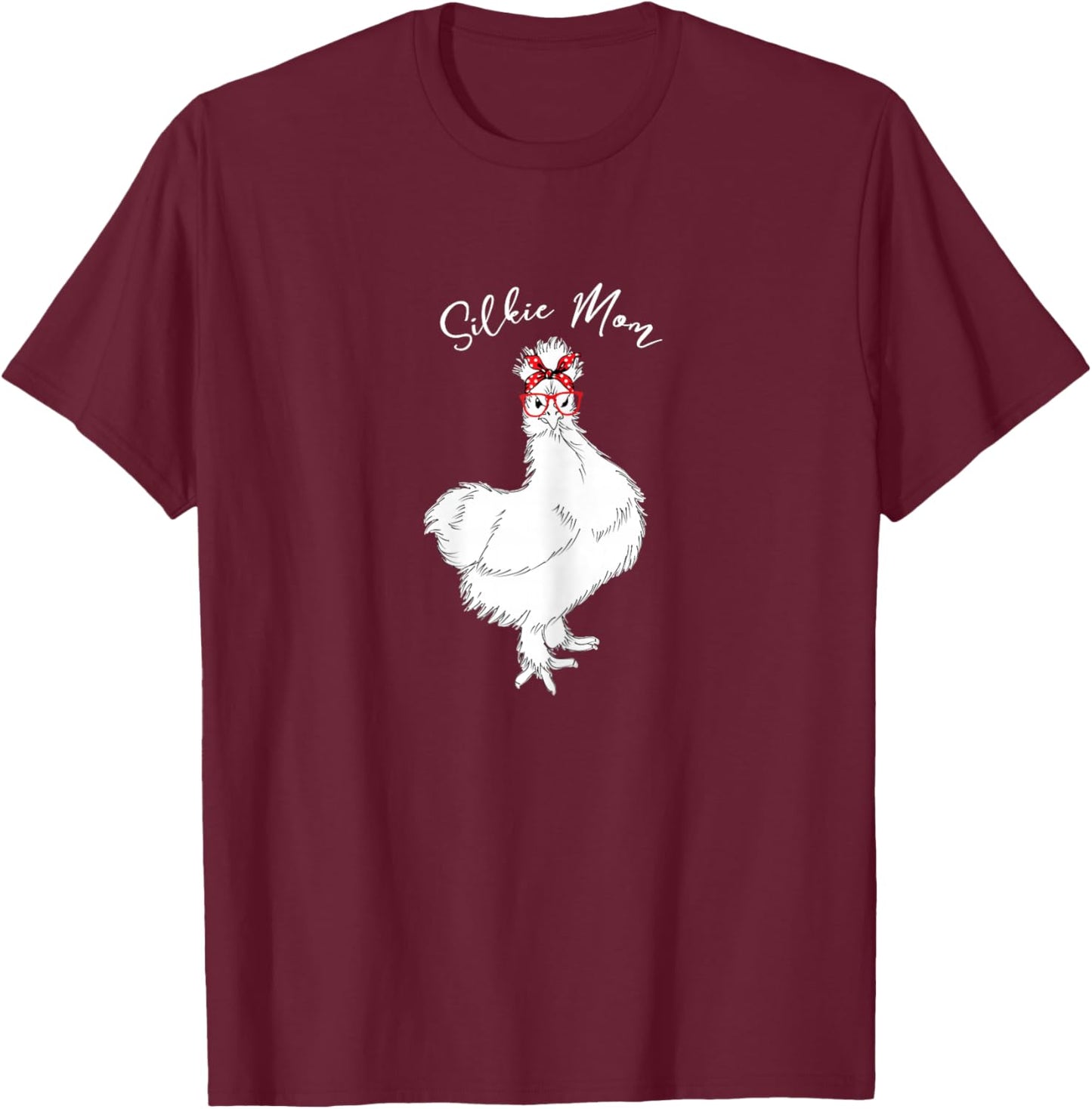 Silkie Mom | Cool Silkie Chicken with Red Bandana & Glasses T-Shirt - T-Shirt | Maroon