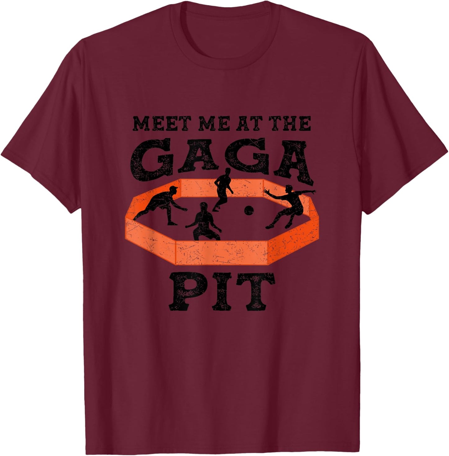 Meet Me At The Gaga Pit Dodgeball Costume Boy Girl Gaga Ball T-Shirt - T-Shirt | Maroon