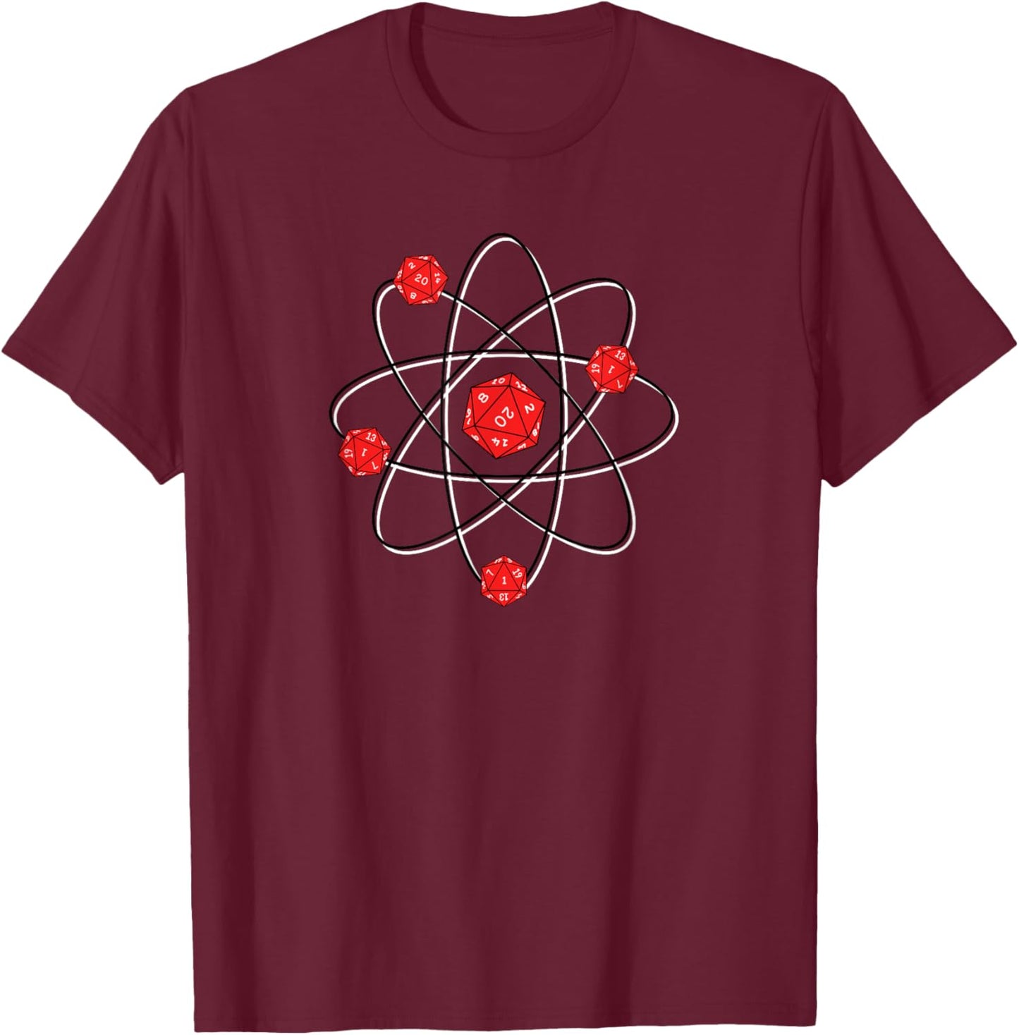 Dungeon Atoms Chemistry Physics Dice T-Shirt - T-Shirt | Maroon