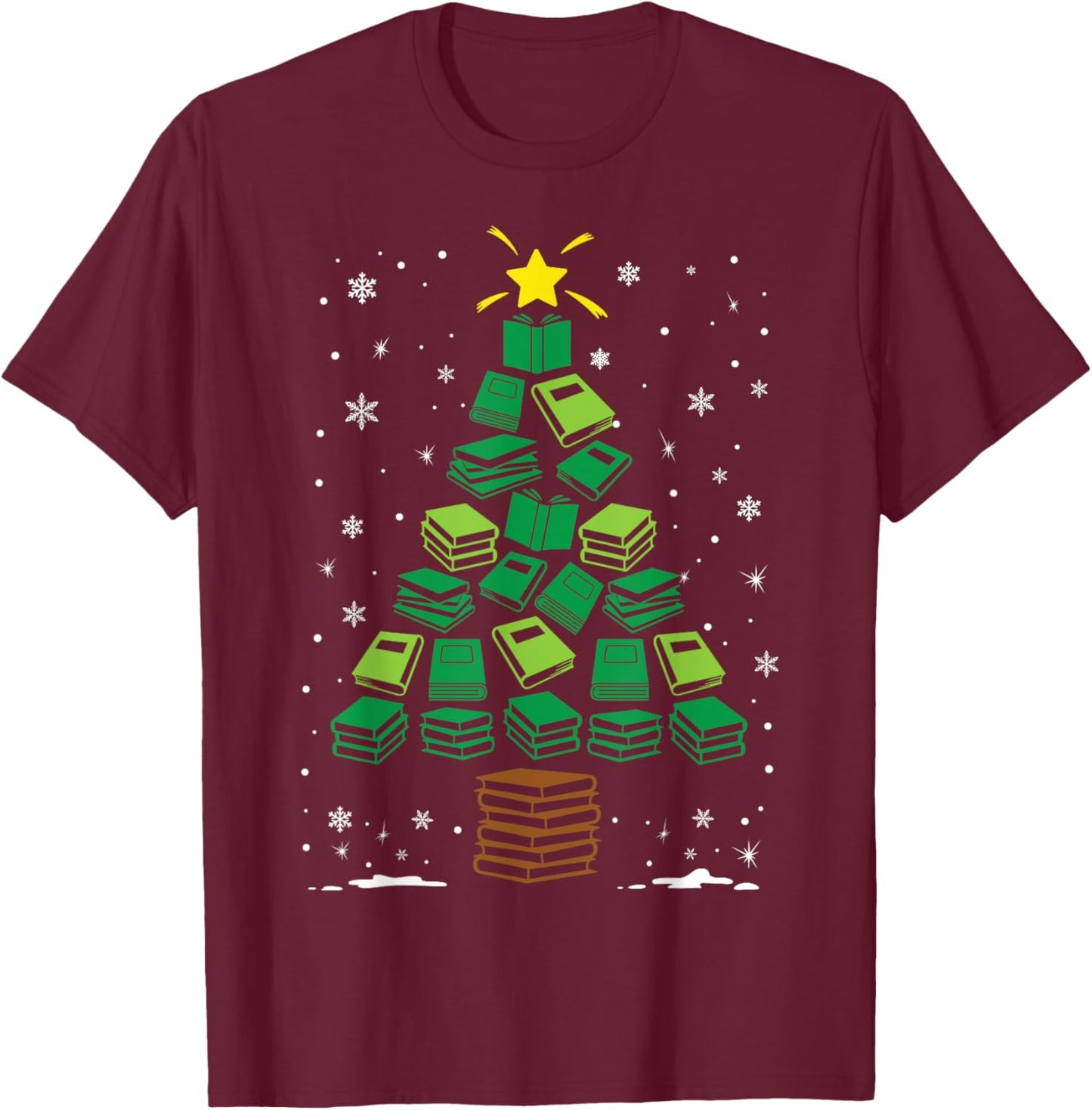 Book Worm Lovers Holiday Family Matching Christmas Tree T-Shirt - T-Shirt | Maroon