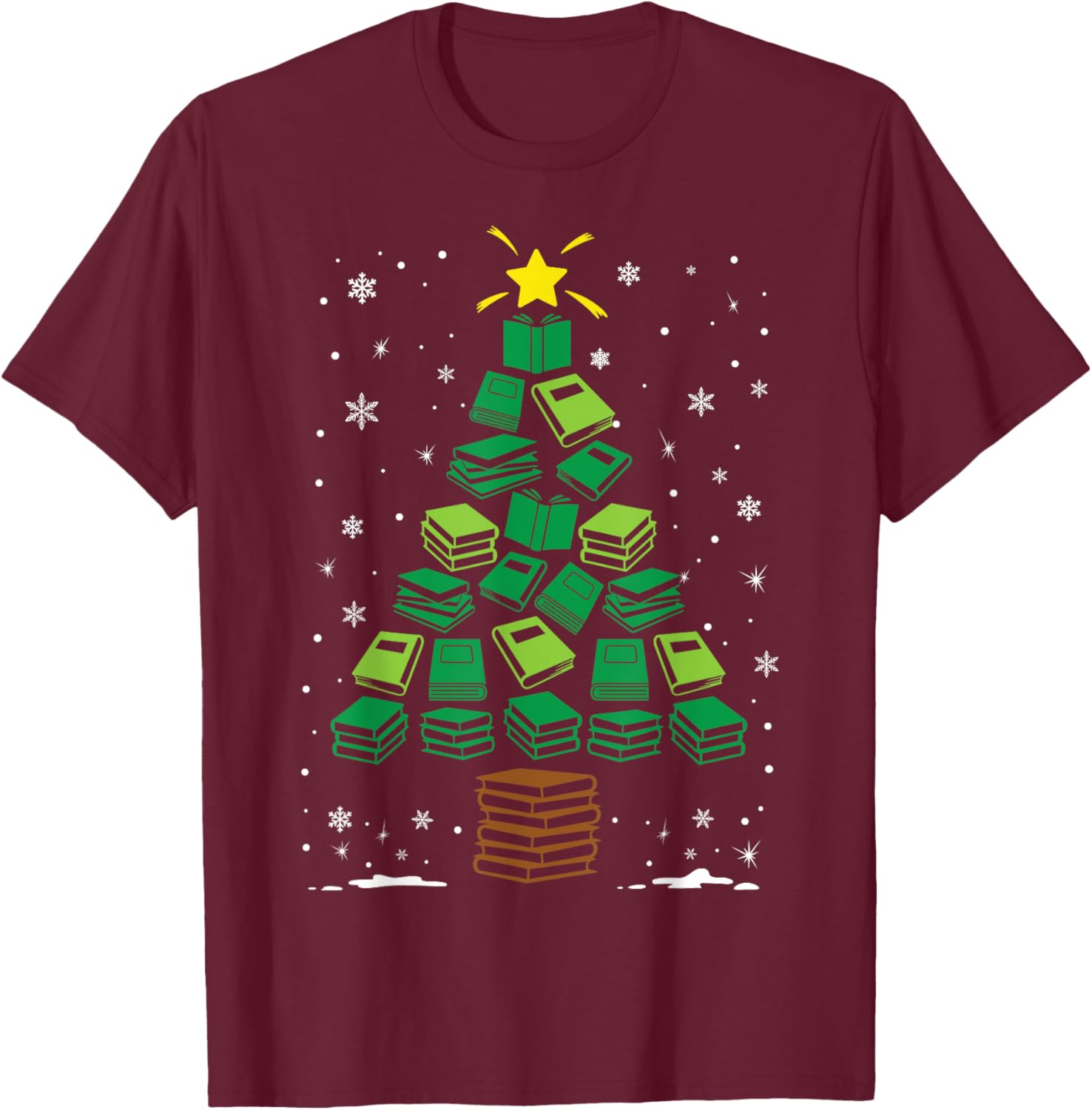 Book Worm Lovers Holiday Family Matching Christmas Tree T-Shirt - T-Shirt | Maroon