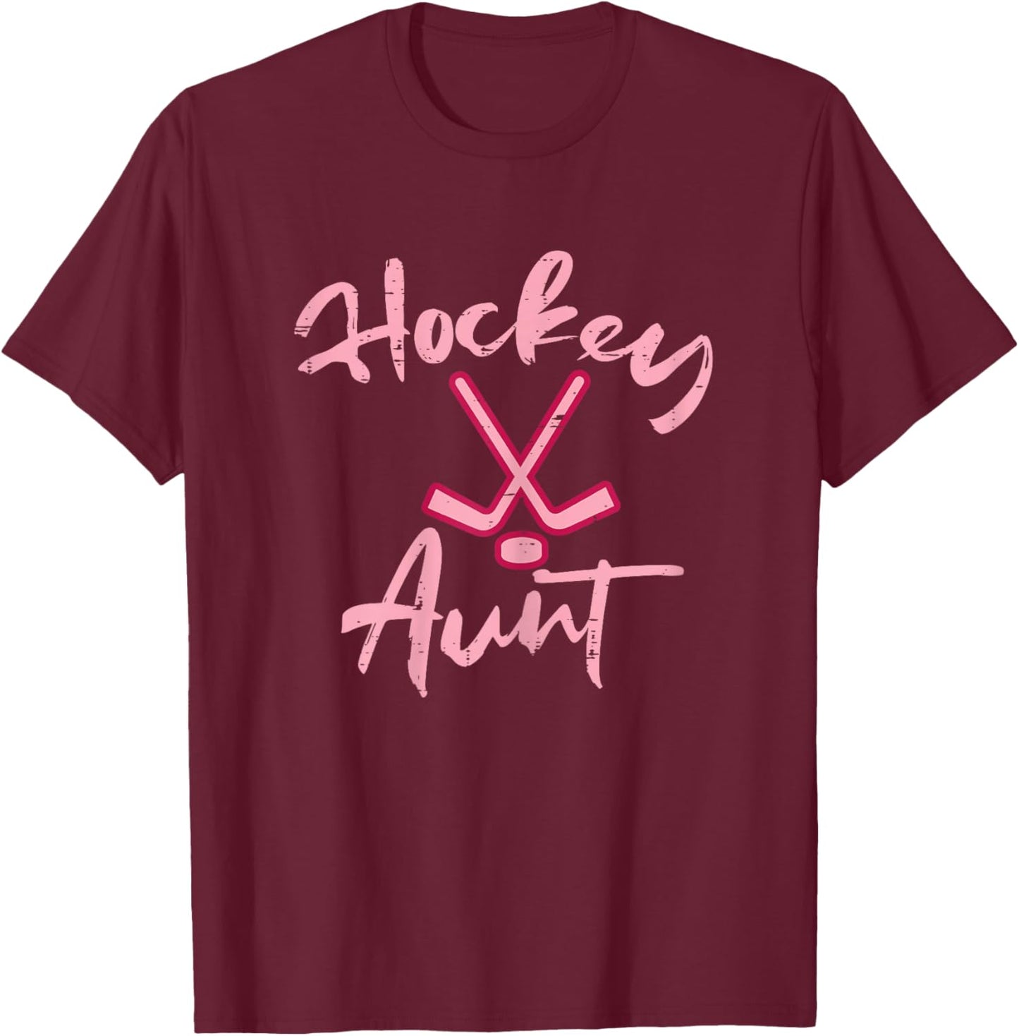Ice Hockey Aunt Cute Mothers Day Aunty Auntie Women Nephew T-Shirt - T-Shirt | Maroon