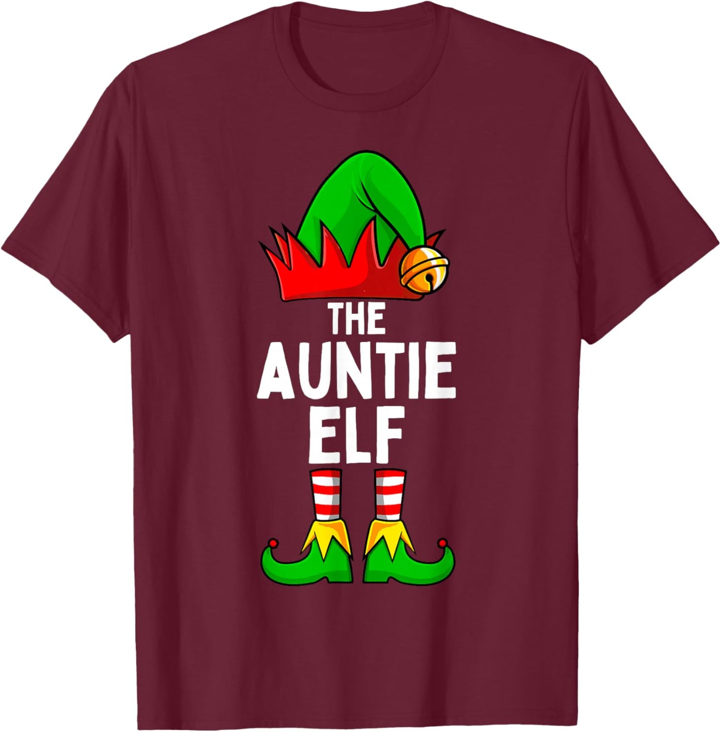 Auntie Elf Matching Family Christmas Women T-Shirt - T-Shirt | Maroon