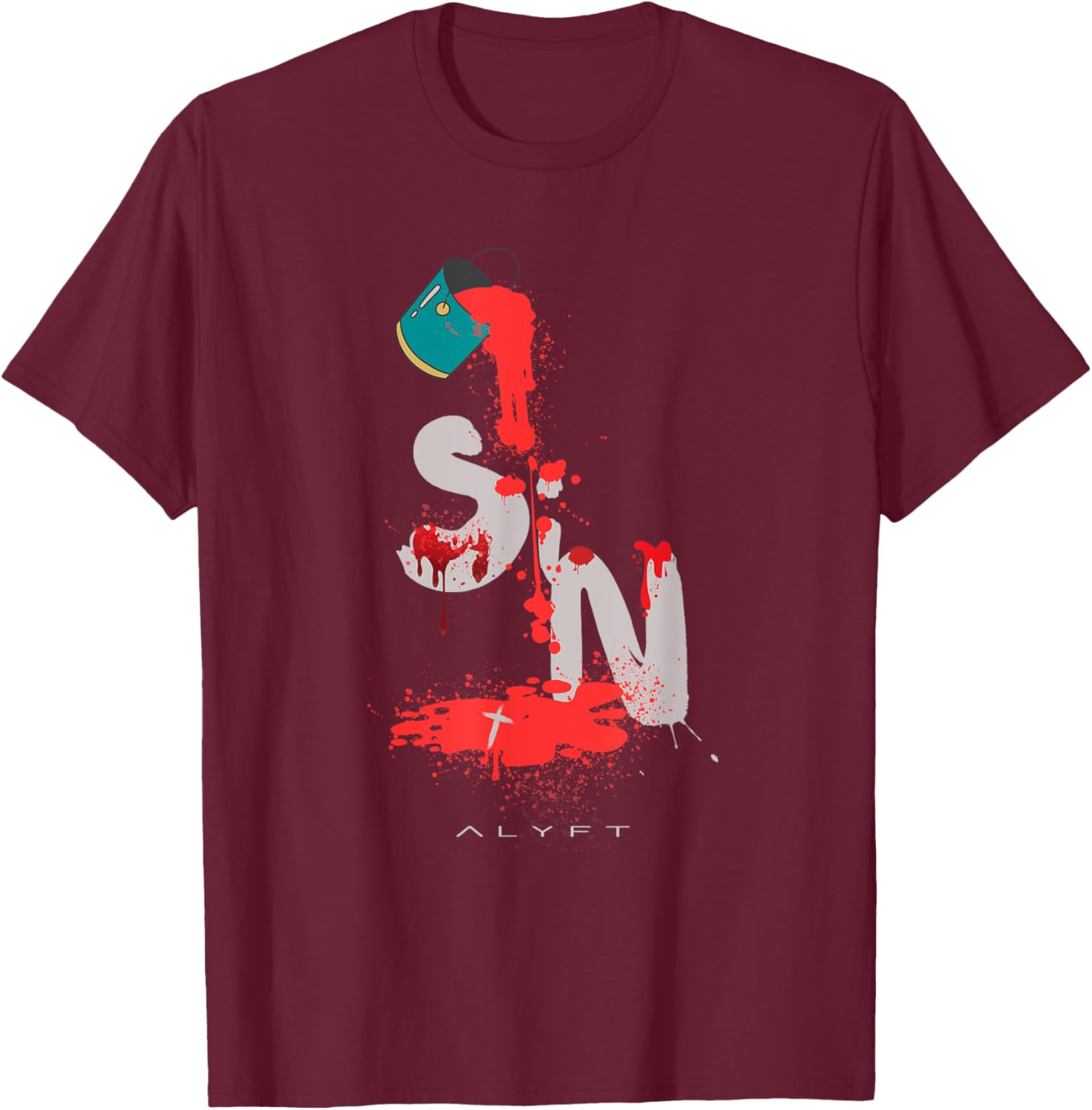 "His Blood Covers" - Christian Jesus Faith Design T-Shirt - T-Shirt | Maroon