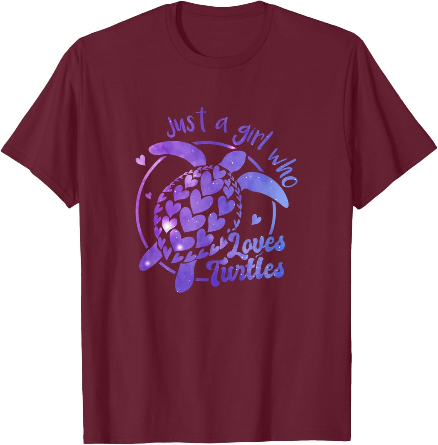 Cool Retro Just A Girl Who Loves Turtles Cute Sea Turtle T-Shirt - T-Shirt | Maroon