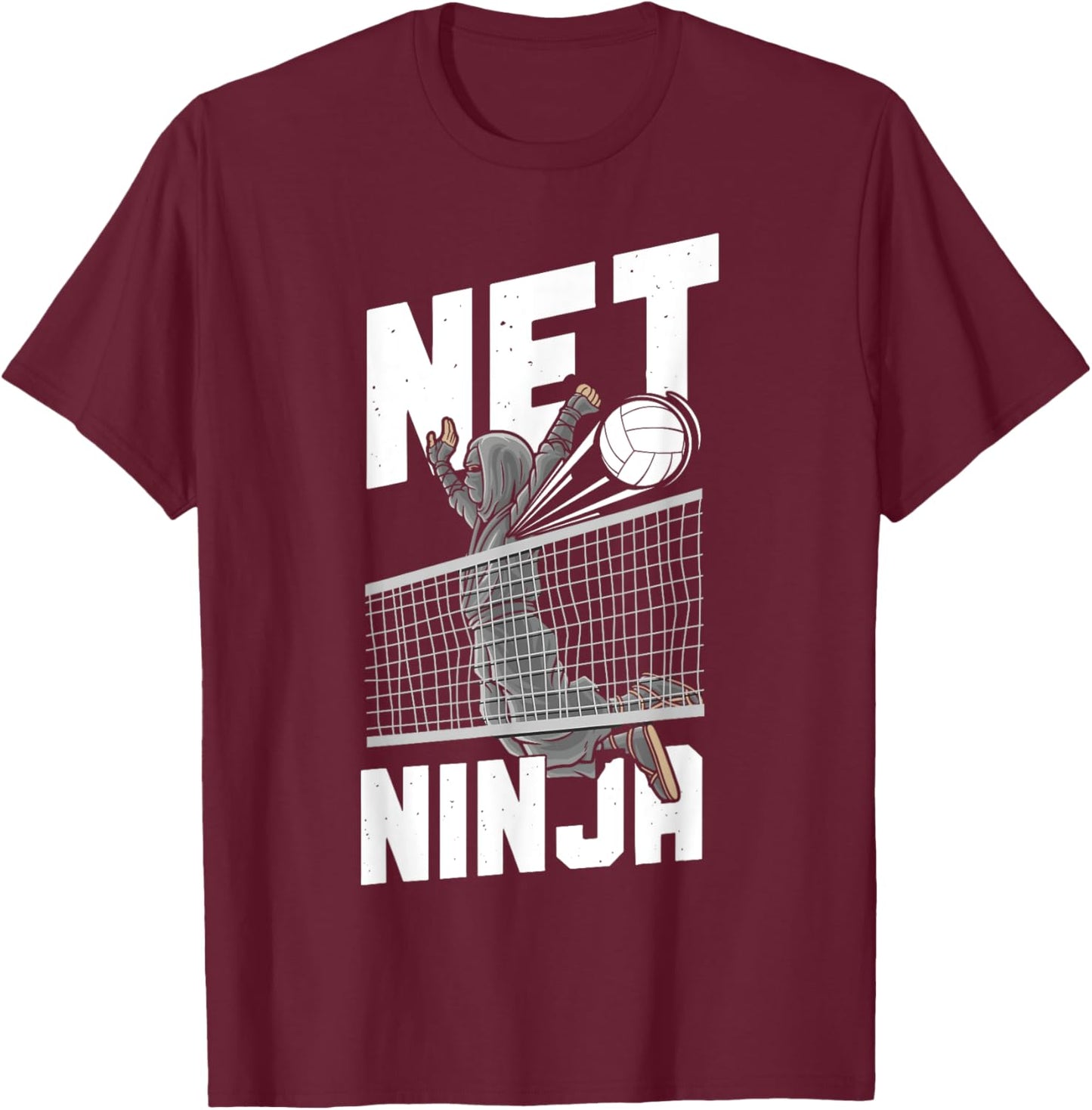 Volleyball Player Team Ninja Vintage Net Ninja T-Shirt - T-Shirt | Maroon