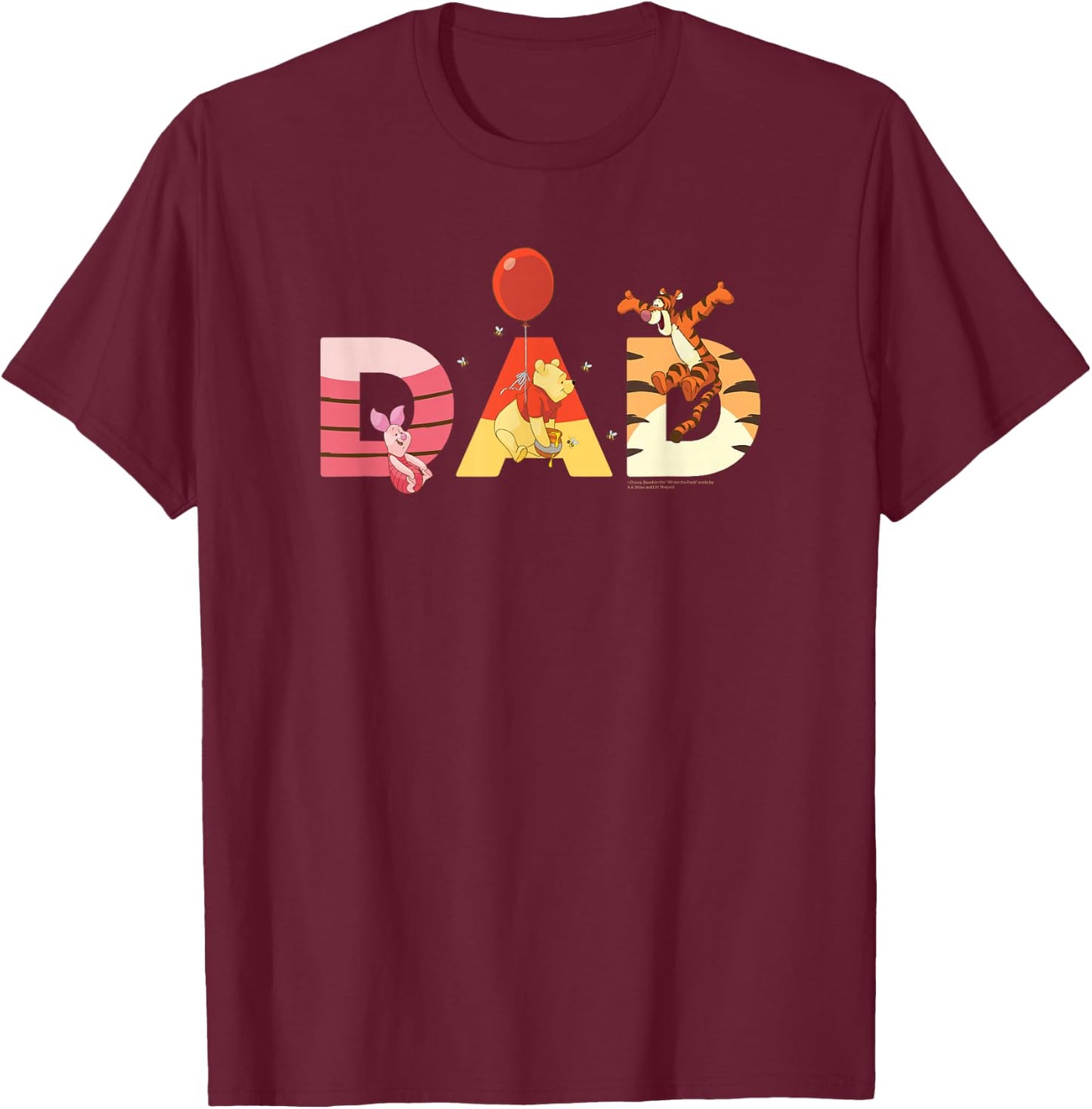 Disney Winnie The Pooh and Friends Dad Father's Day Birthday T-Shirt - T-Shirt | Maroon