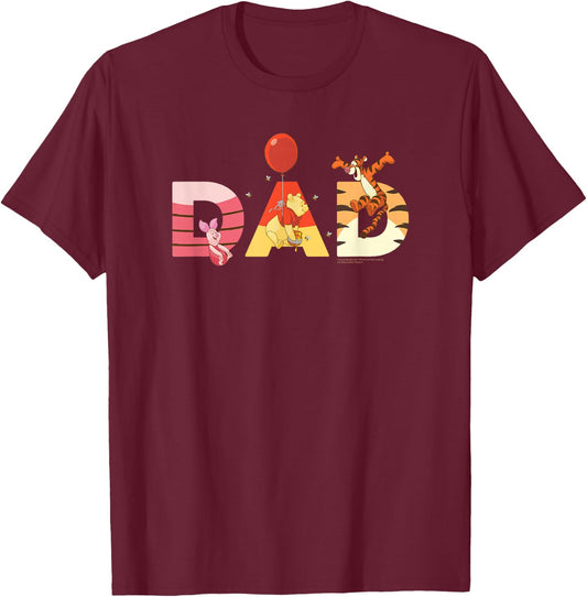 Disney Winnie The Pooh and Friends Dad Father's Day Birthday T-Shirt - T-Shirt | Maroon