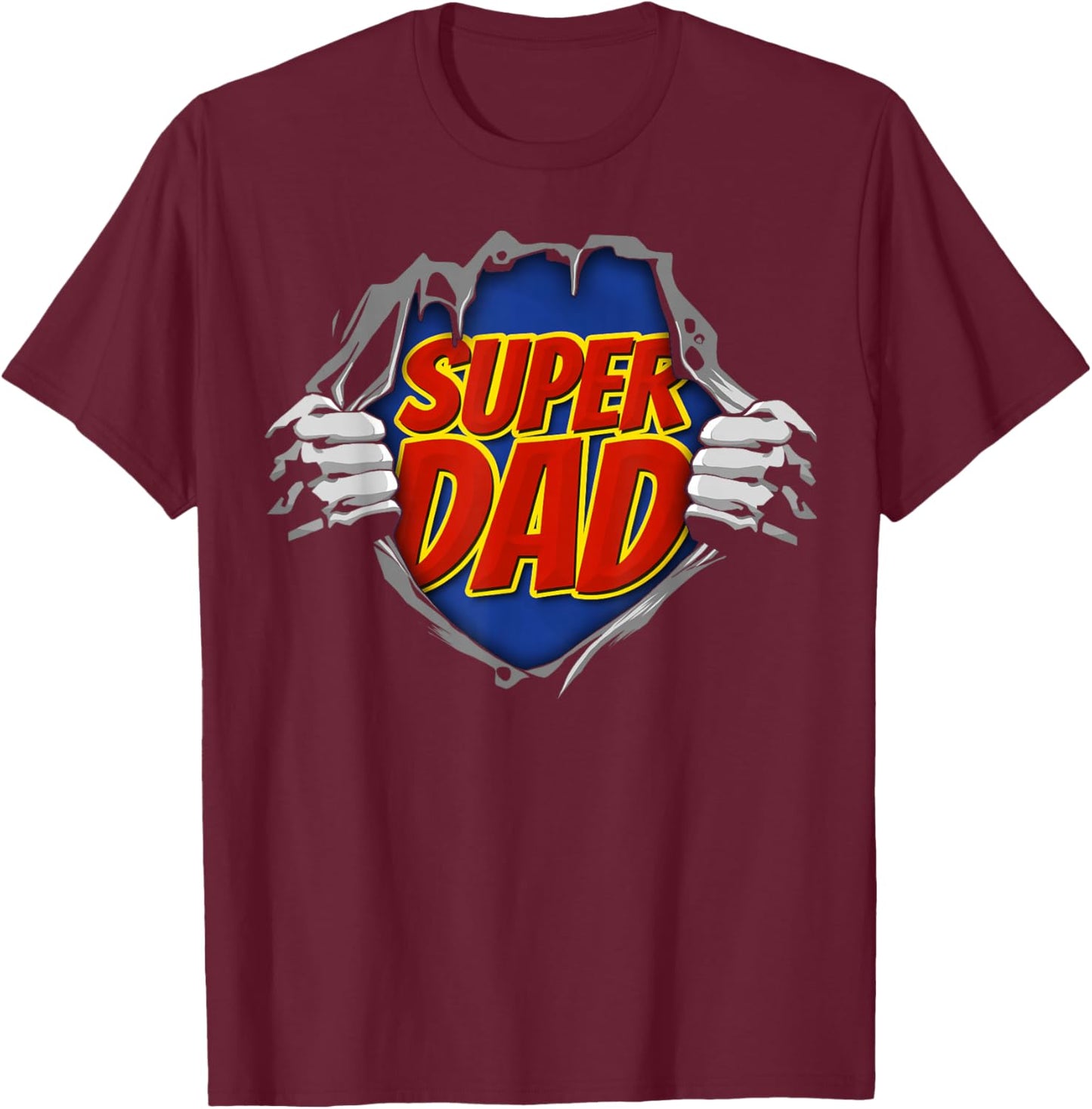 Father's Day Award Super Dad Hero Vintage Retro T-Shirt - T-Shirt | Maroon
