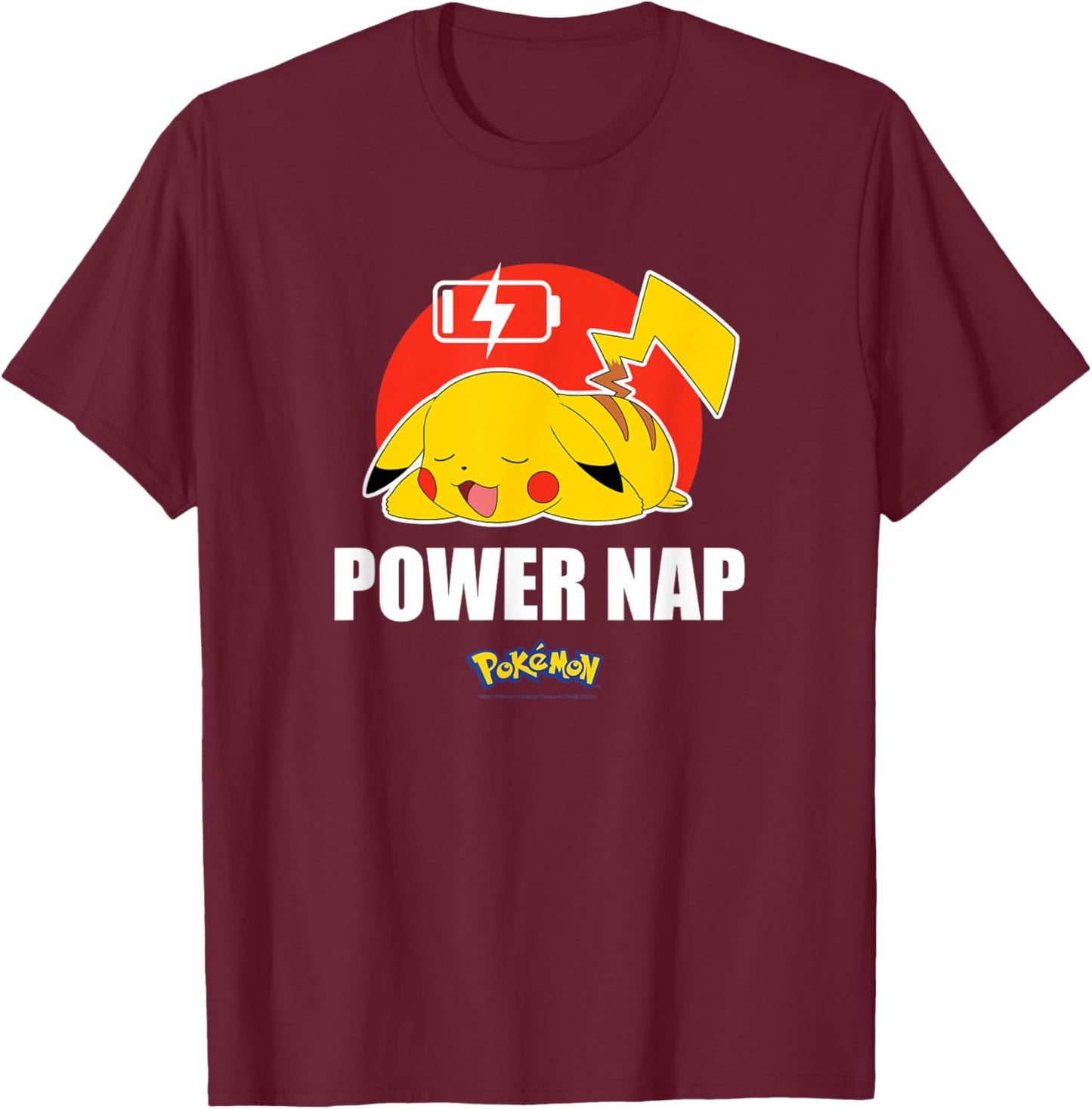 Pokémon - Pikachu Power Nap Small T-Shirt - T-Shirt | Maroon