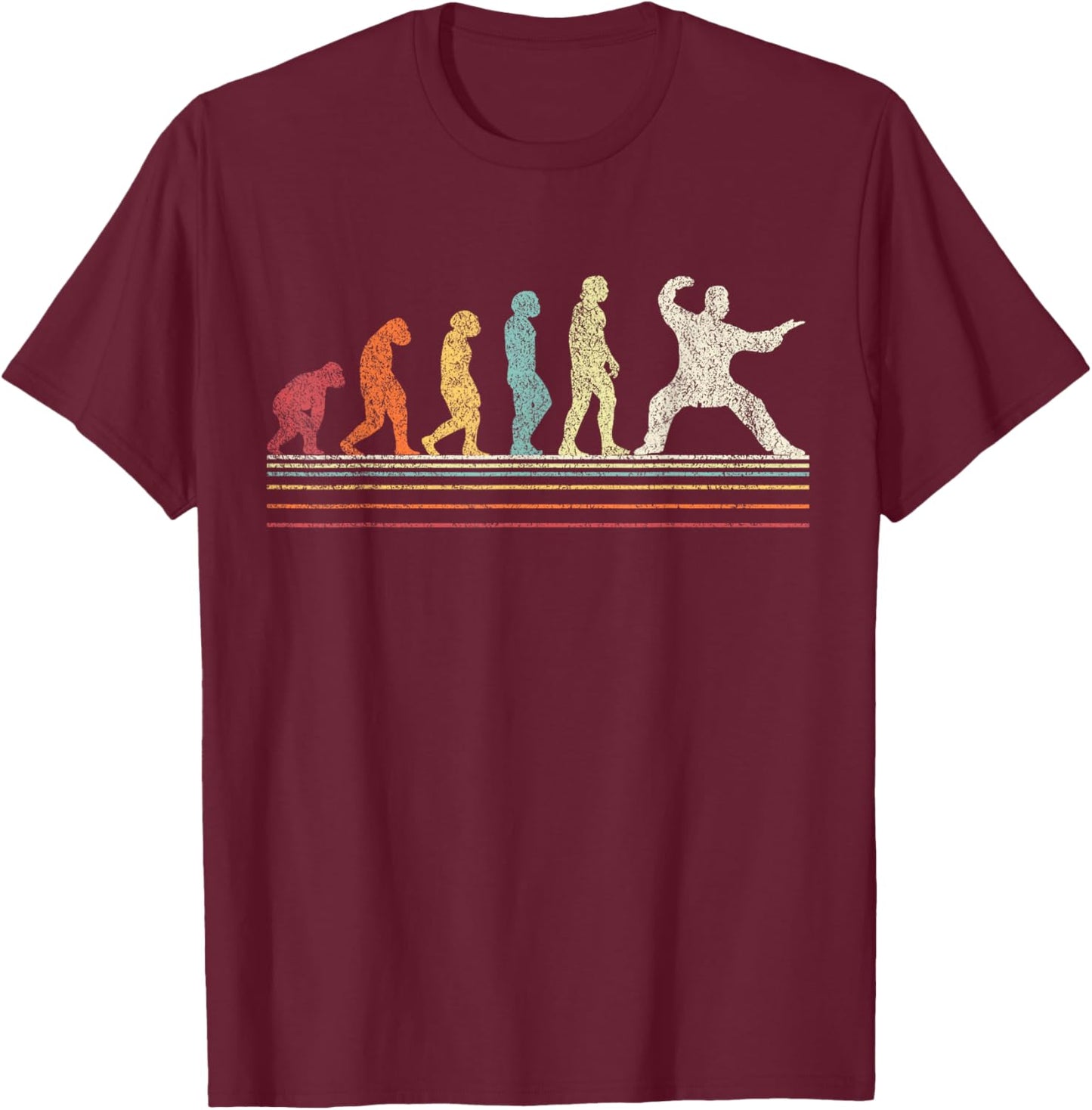 Funny Tai Chi Evolution Chinese Martial Arts Retro Vintage T-Shirt - T-Shirt | Maroon