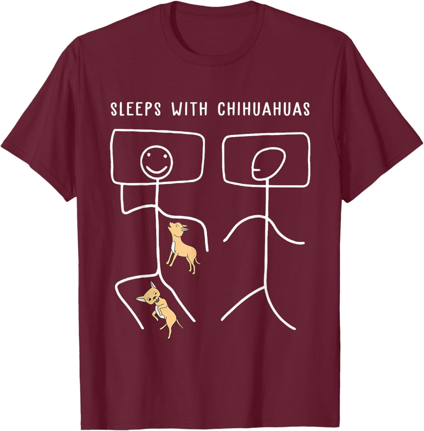 Sleeps with Chihuahua dog Funny Mother's Day Gift Women T-Shirt - T-Shirt | Maroon