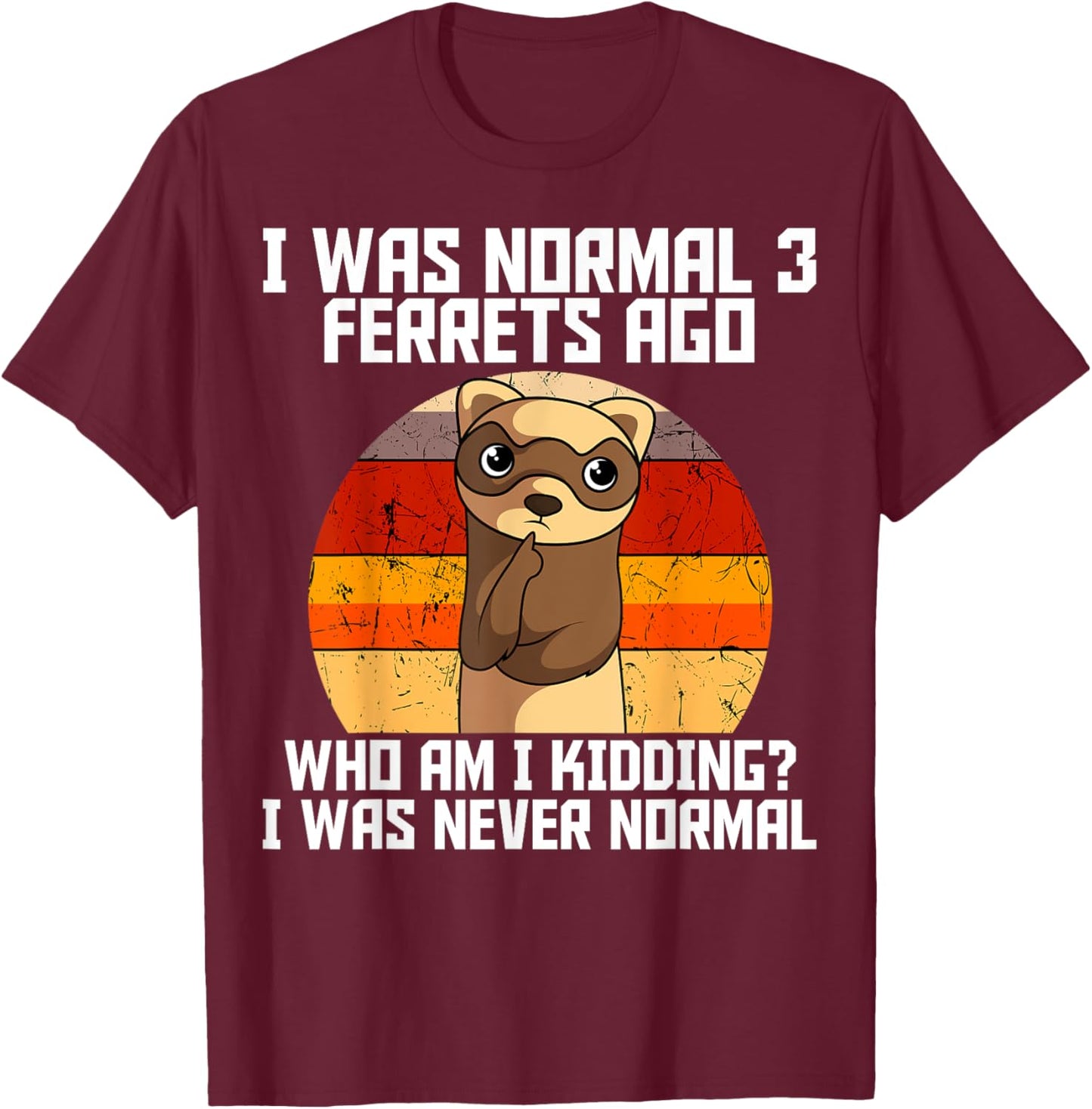 Ferret Retro Vintage Animal Lover T-Shirt - T-Shirt | Maroon
