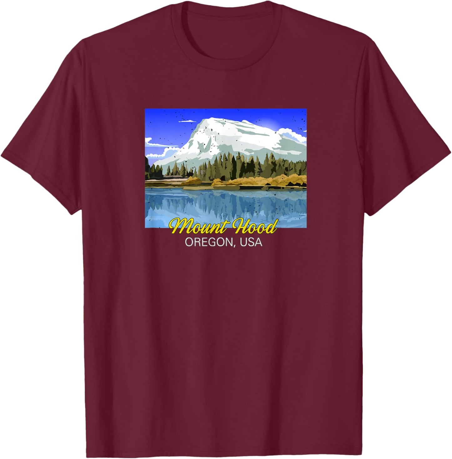Mount Hood in Oregon T-Shirt - T-Shirt | Maroon