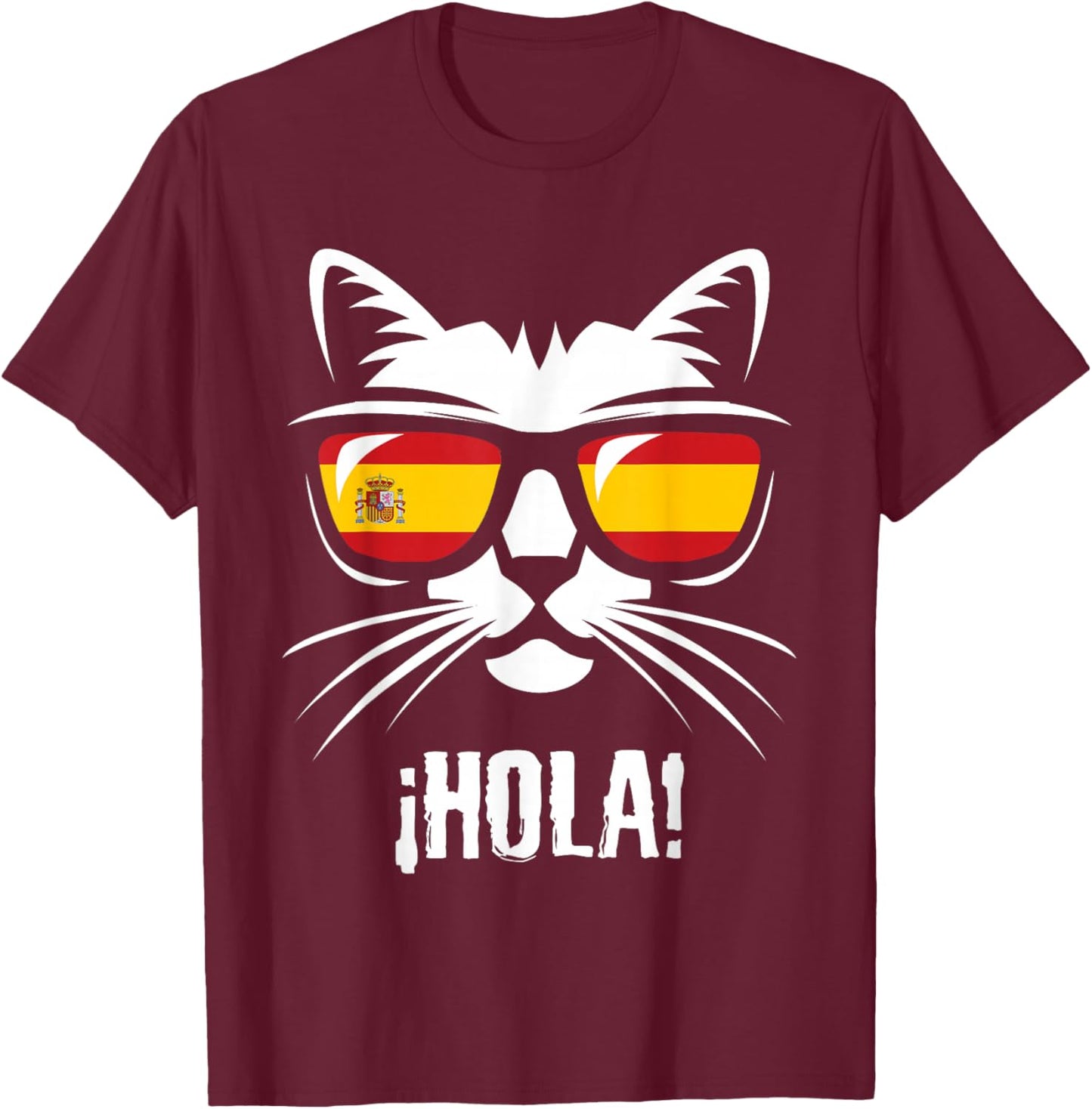 Funny Cat Spanish Flag T-Shirt - T-Shirt | Maroon