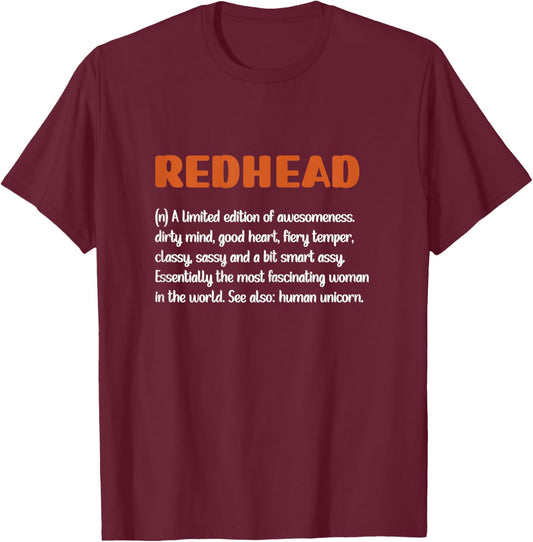 Redhead Definition Red-Haired Woman Redhead Red Hair Girl T-Shirt - T-Shirt | Maroon