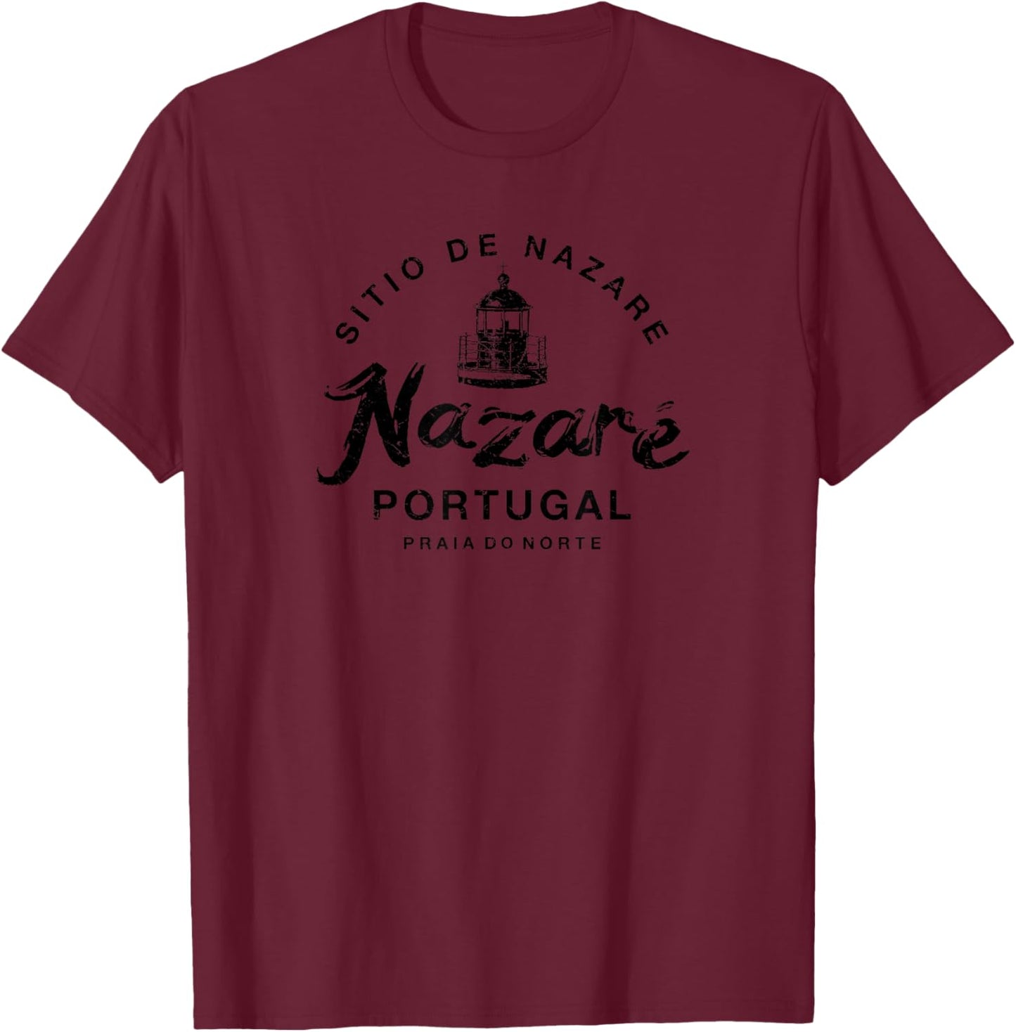 Nazare Portugal Surfing Vintage T-Shirt - T-Shirt | Maroon