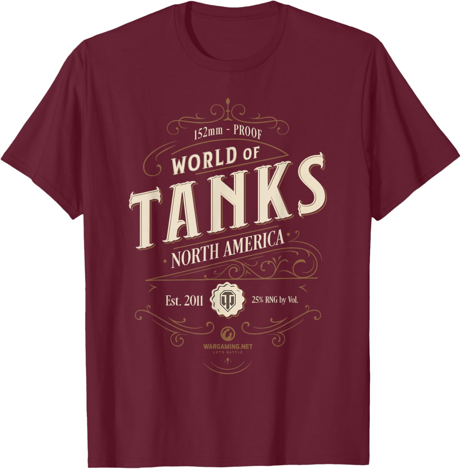 World of Tanks Vintage Label (Light) T-Shirt - T-Shirt | Maroon