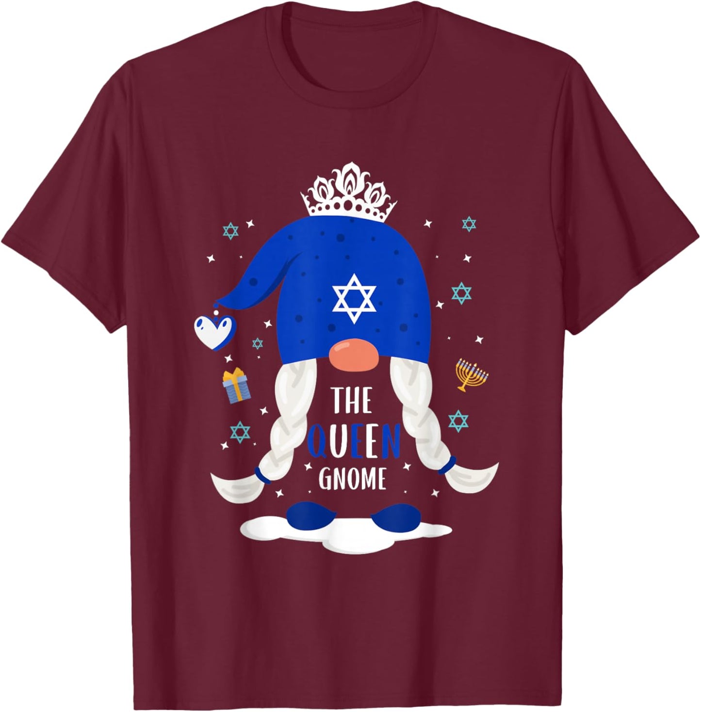 Hanukkah or jewish holiday or The Queen Gnome T-Shirt - T-Shirt | Maroon
