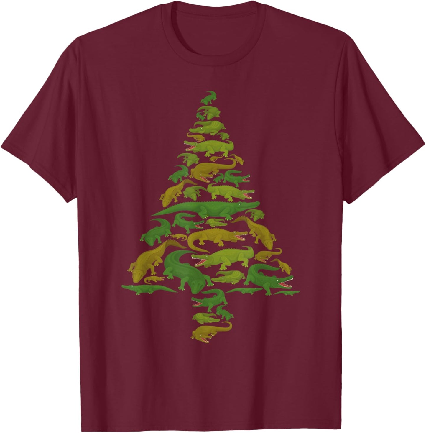 Funny Alligator Christmas Tree Crocodile Xmas Women Men Kids T-Shirt - T-Shirt | Maroon