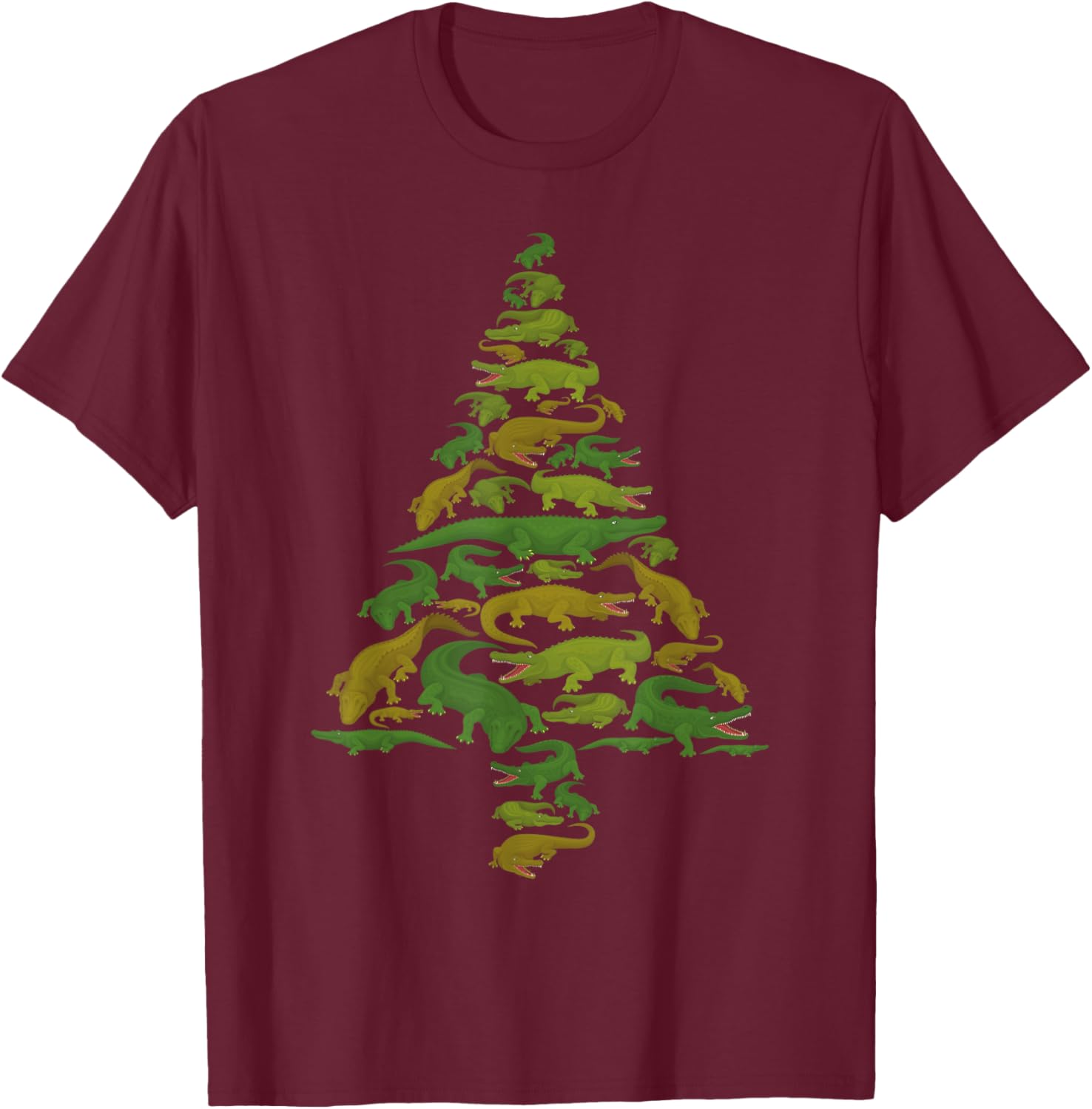 Funny Alligator Christmas Tree Crocodile Xmas Women Men Kids T-Shirt - T-Shirt | Maroon