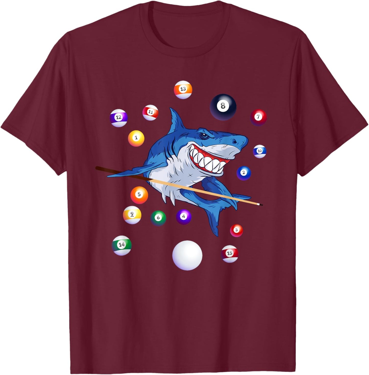 Billiards Shark Billiard Player Pool Table Snooker Pyramid T-Shirt - T-Shirt | Maroon