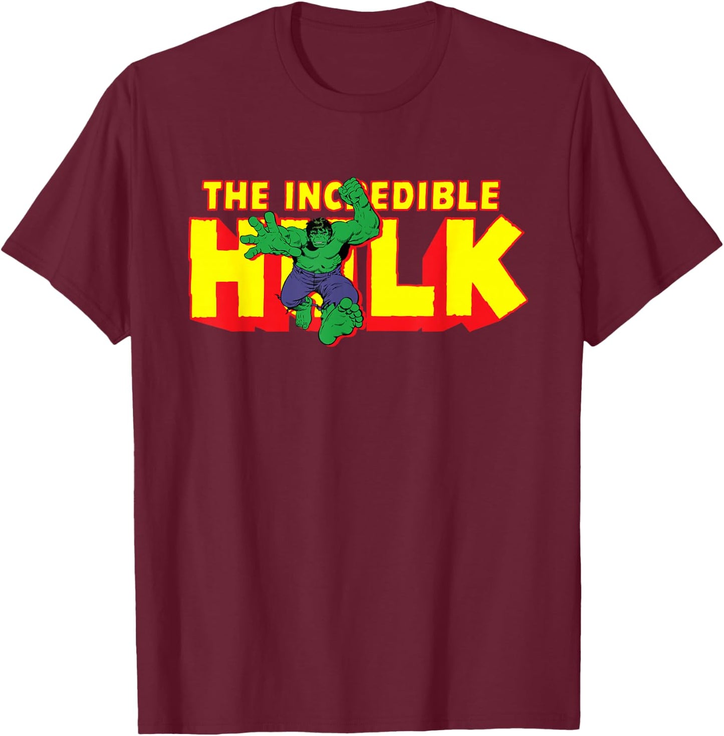 Marvel The Incredible Hulk Retro Comic Logo T-Shirt - T-Shirt | Maroon