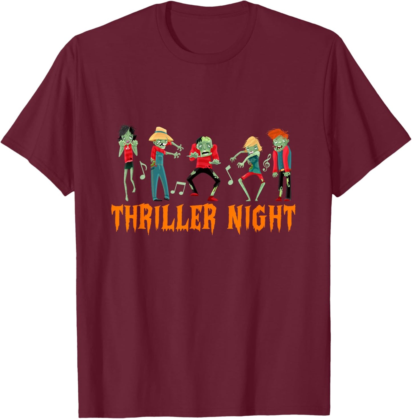 Thriller Night Halloween Dancing Zombie T-Shirt - T-Shirt | Maroon