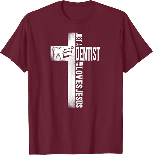 Dentist Cross Jesus T-Shirt - T-Shirt | Maroon