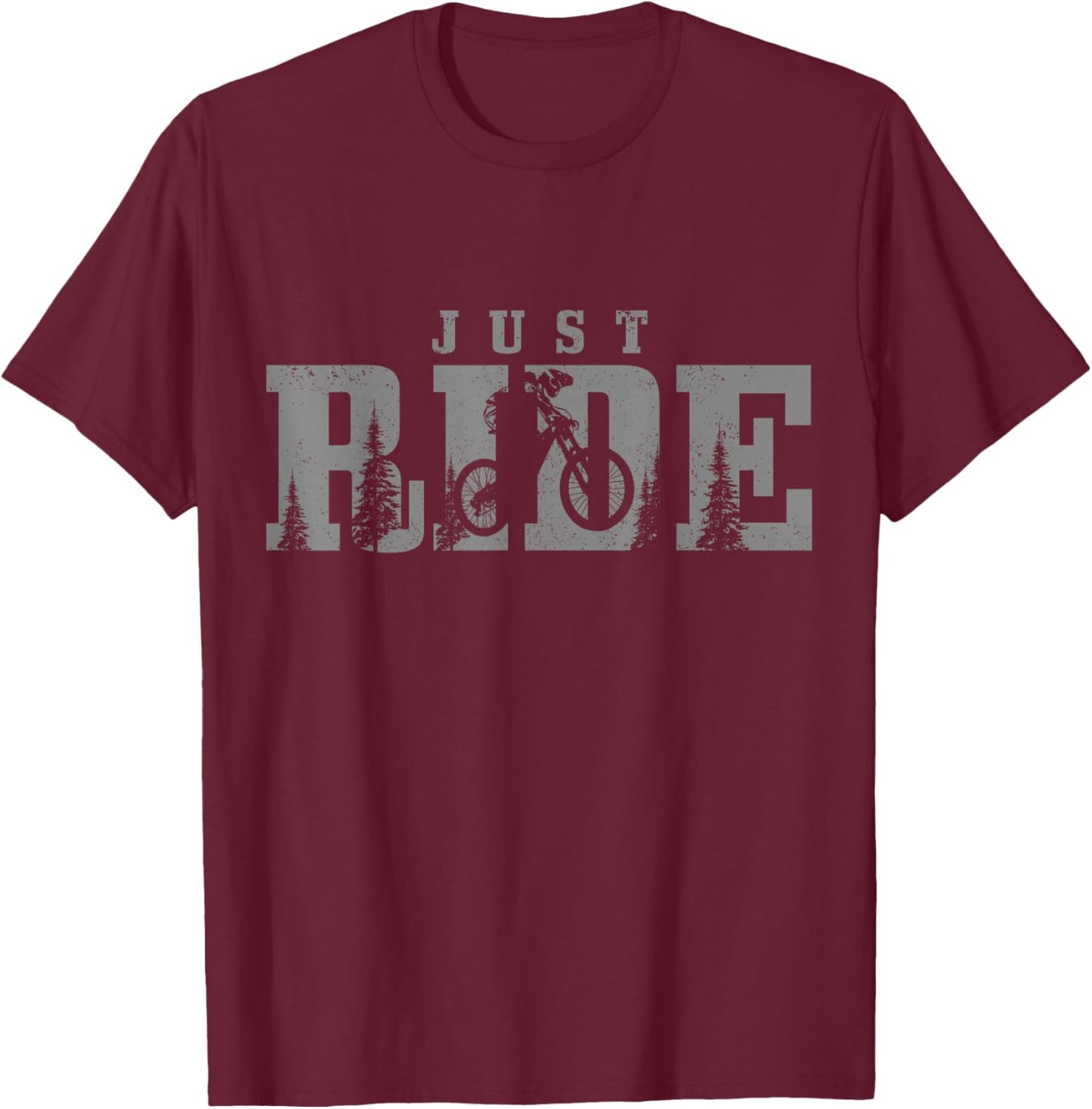 Mountain Bike Just Ride Downhill MTB Trail Mountain Biker T-Shirt - T-Shirt | Maroon