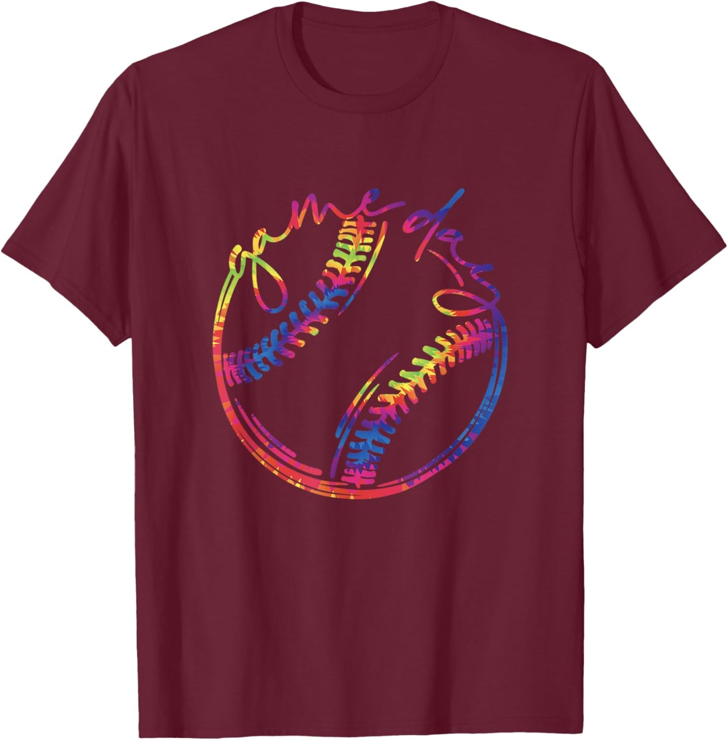 Game Day Baseball Life Softball Life Tie Dye Mothers Day Mom T-Shirt - T-Shirt | Maroon