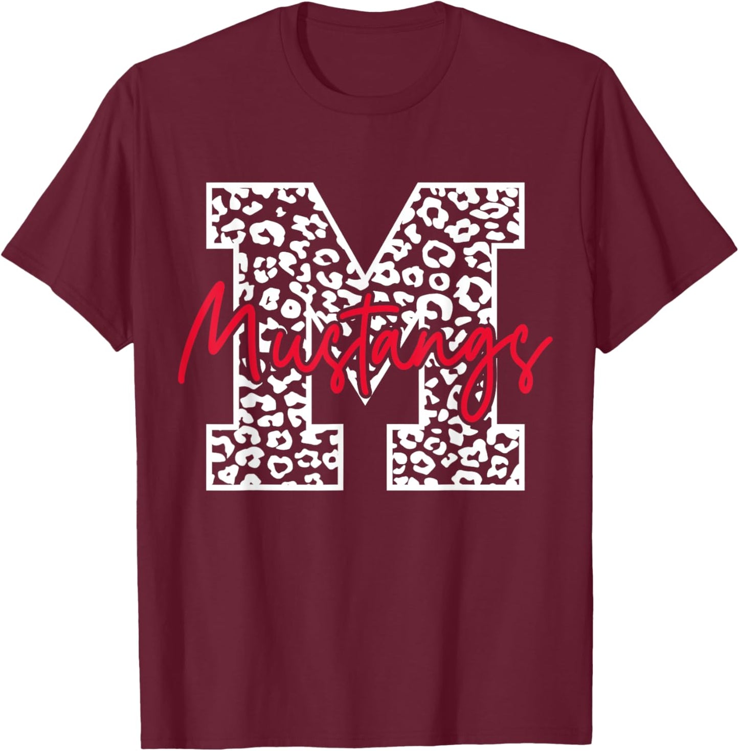 Mustangs School Sports Fan Team Spirit T-Shirt - T-Shirt | Maroon