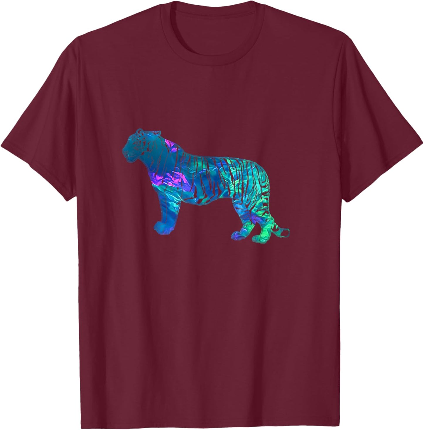 Cyan Blue Violet teal Tiger For Animal lover Christmas T-Shirt - T-Shirt | Maroon
